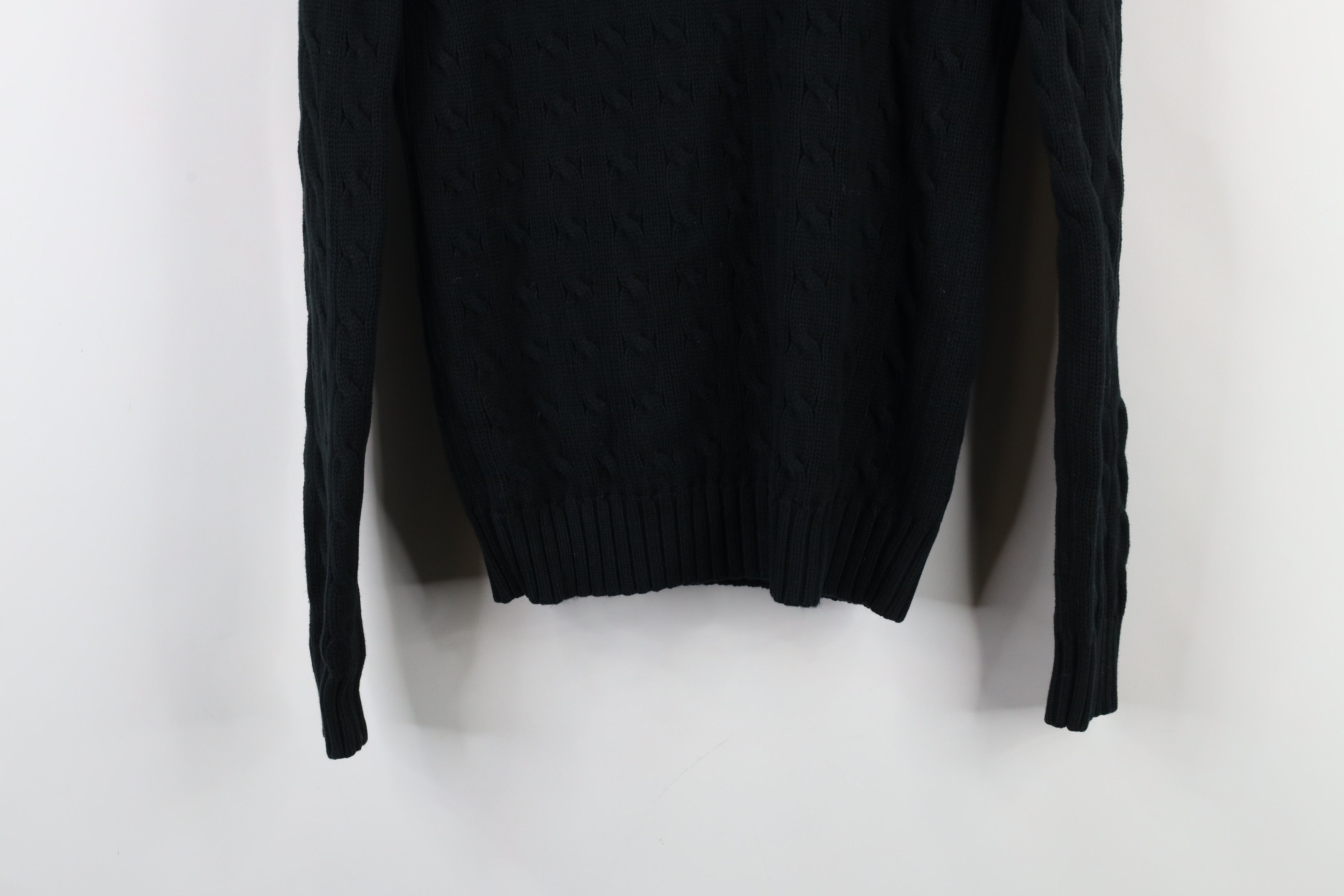 Ralph Lauren × Vintage Vintage 90s Ralph Lauren Cable Knit V-Neck Sweater Black Size L / US 10 / IT 46 - 9 Thumbnail