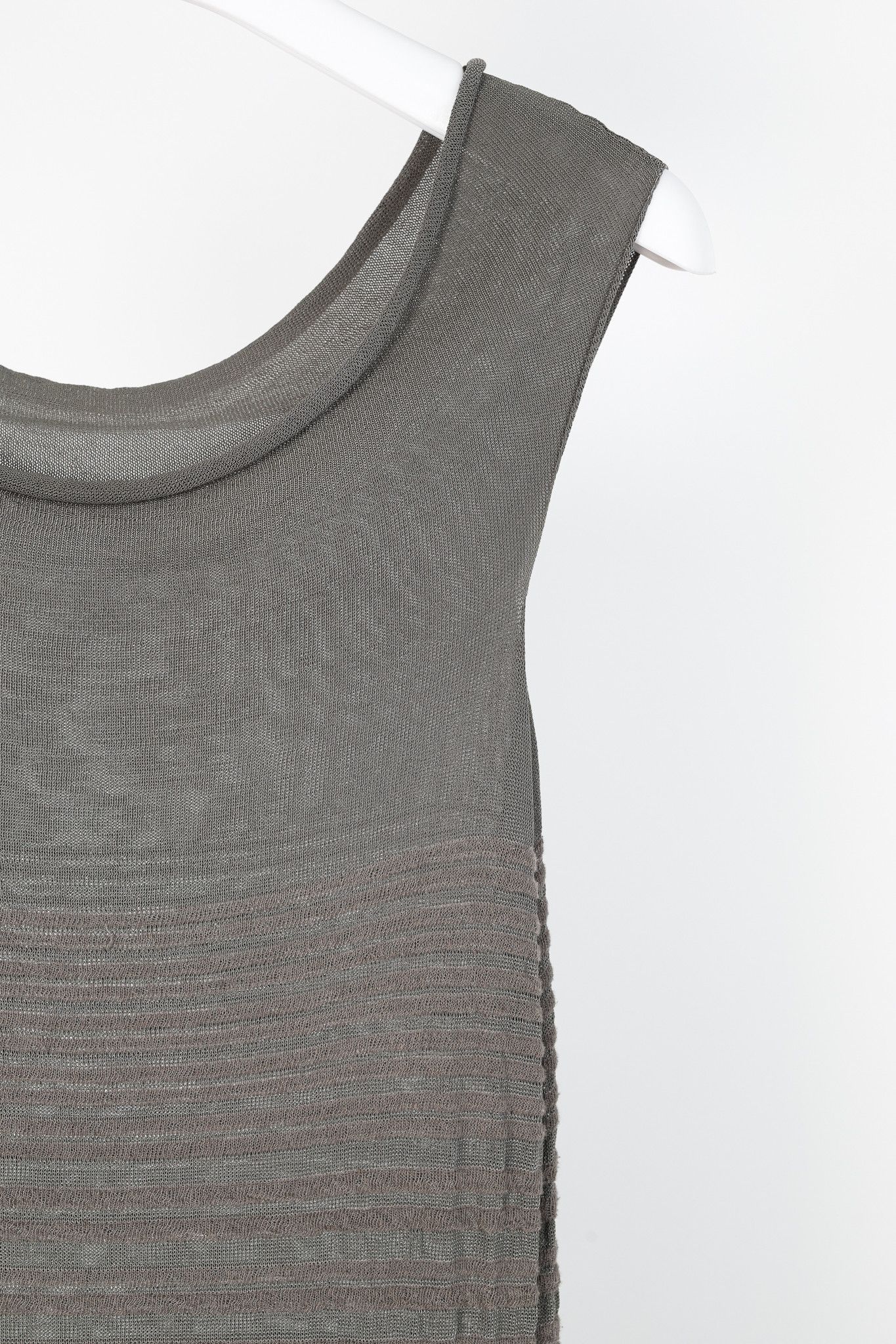 Sarah Pacini Sarah Pacini Grey Textured-Stripe Knit Midi Dress Size S / US 4 / IT 40 - 4 Thumbnail