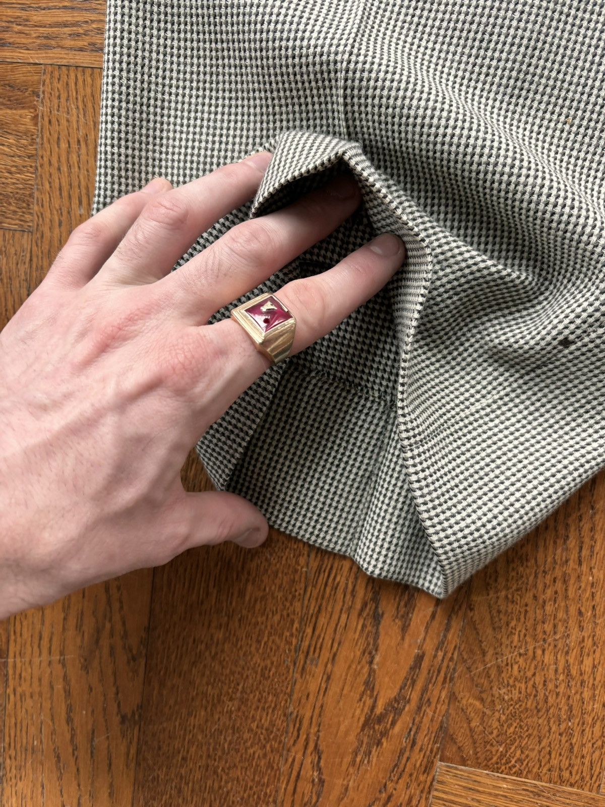 Gianfranco Ferre × Vintage Vintage Gianfranco Ferre Suit Houndstooth Two Piece Wool 54R Size 54R - 13 Thumbnail