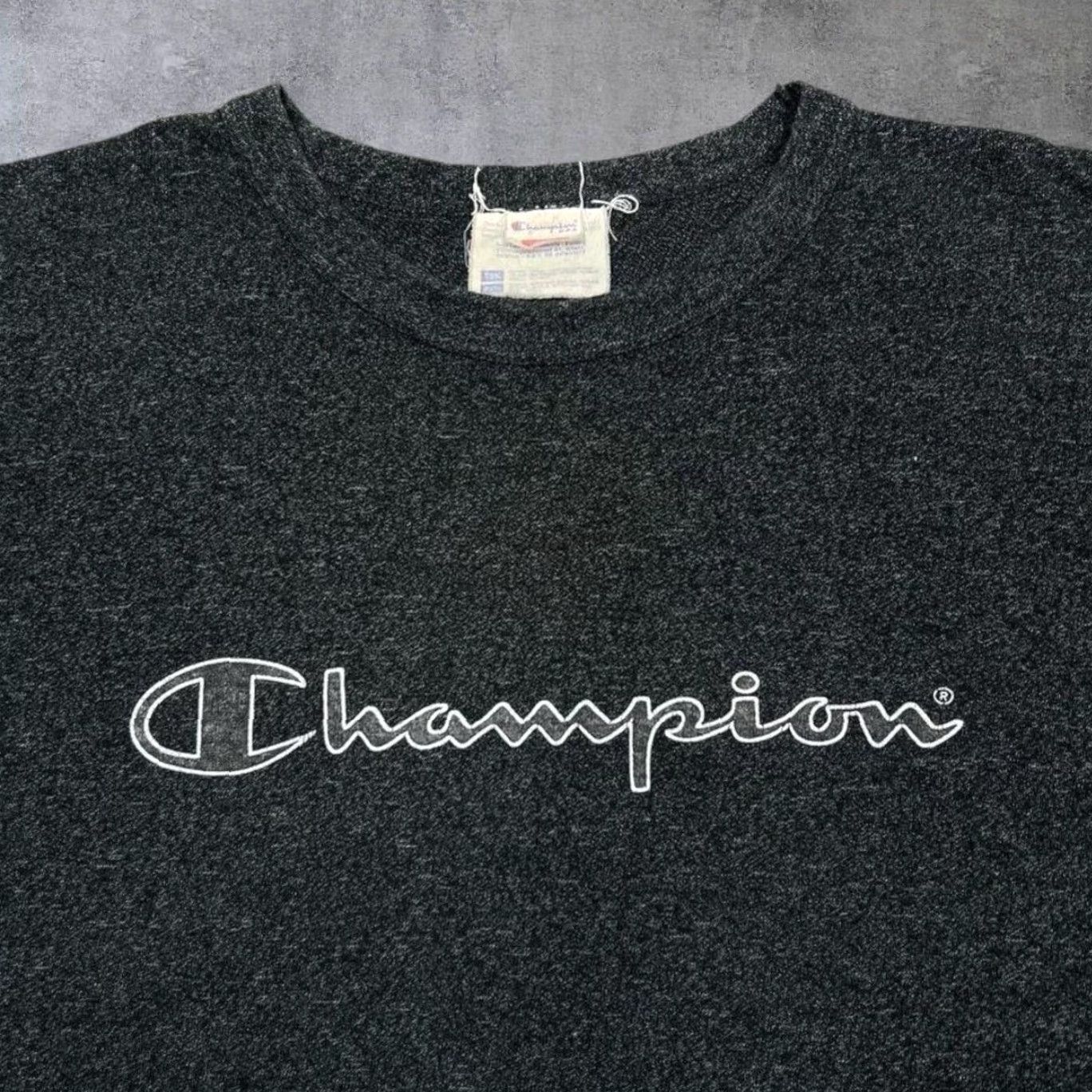 Champion VINTAGE Champion Logo Spellout Graphic Grey T-Shirt Large Mens 90s Shirt Short Sleeve Regular Cotton Size US L / EU 52-54 / 3 - 3 Thumbnail