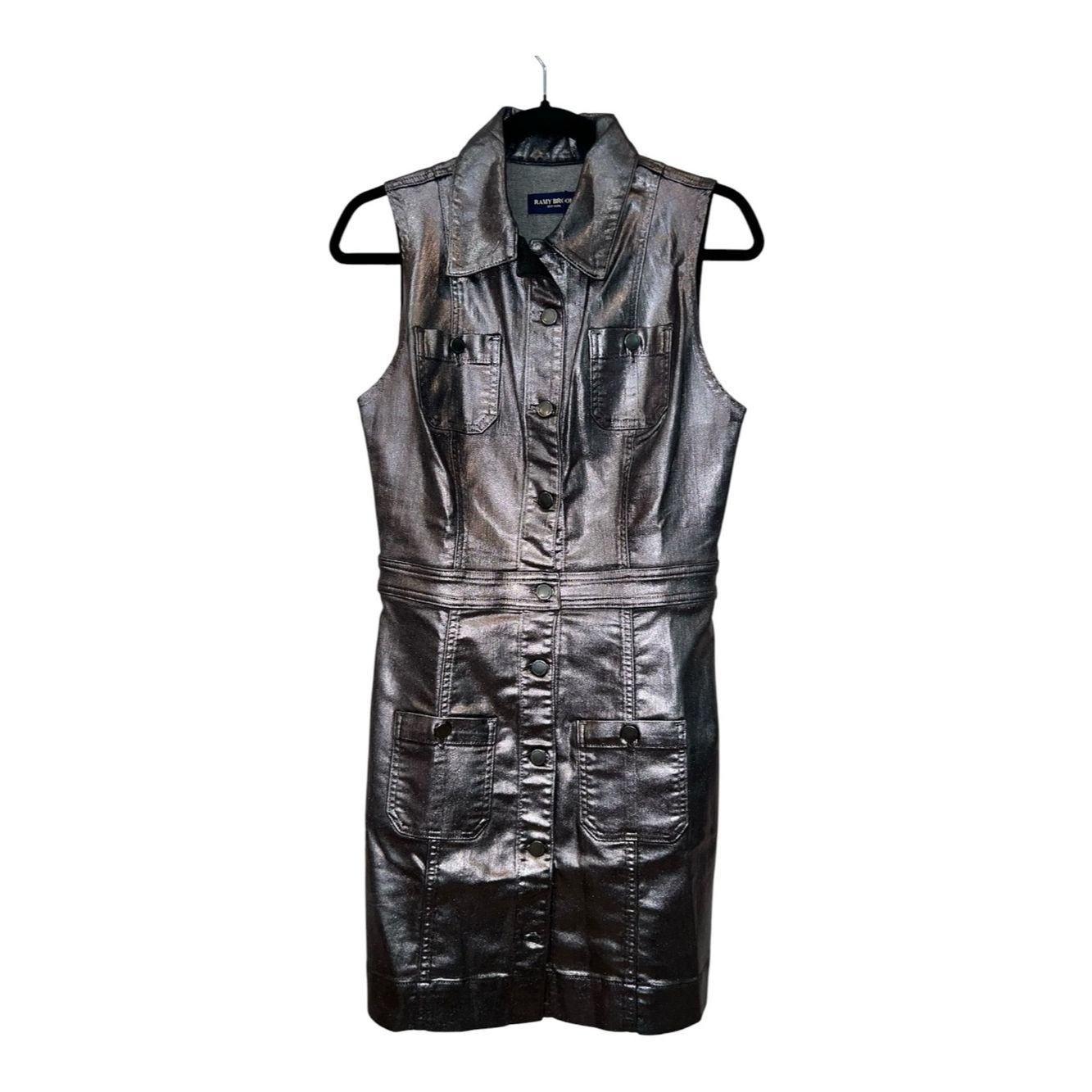 Ramy Brook Ramy Brook Metallic Katalina Sleeveless Mini Dress - Gunmet Size S / US 4 / IT 40 - 4 Thumbnail
