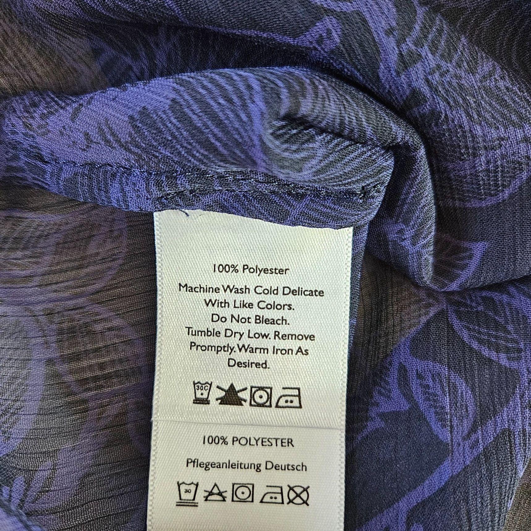 Eddie Bauer Eddie Bauer Womens Button-Up Top M Purple Floral Sheer Long Sleeve Collared Polyester Button-Up 90s? Size M / US 6-8 / IT 42-44 - 4 Thumbnail