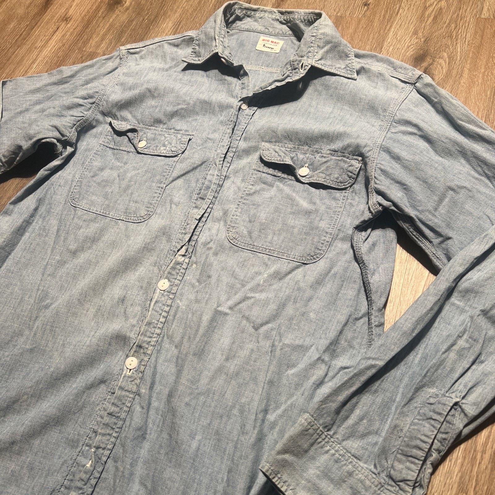 JCPenney Vintage 50s Penneys Sanforized Cotton Chambray Shirt Tall L Size US L / EU 52-54 / 3 - 2 Thumbnail