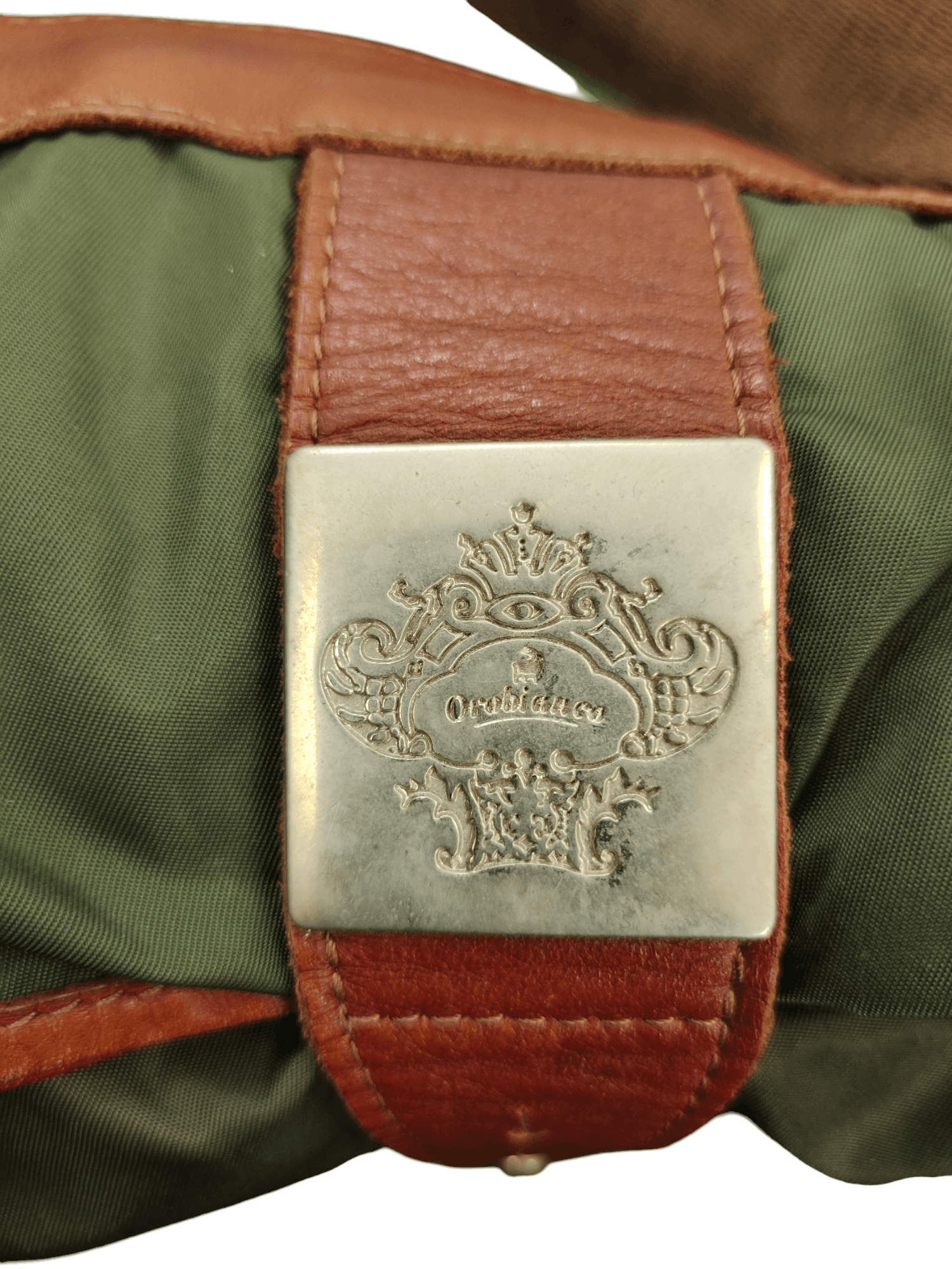 Orobianco Vintage Orobianco Olive Green Nylon Leather Trim Sling Bag Size ONE SIZE - 12 Thumbnail