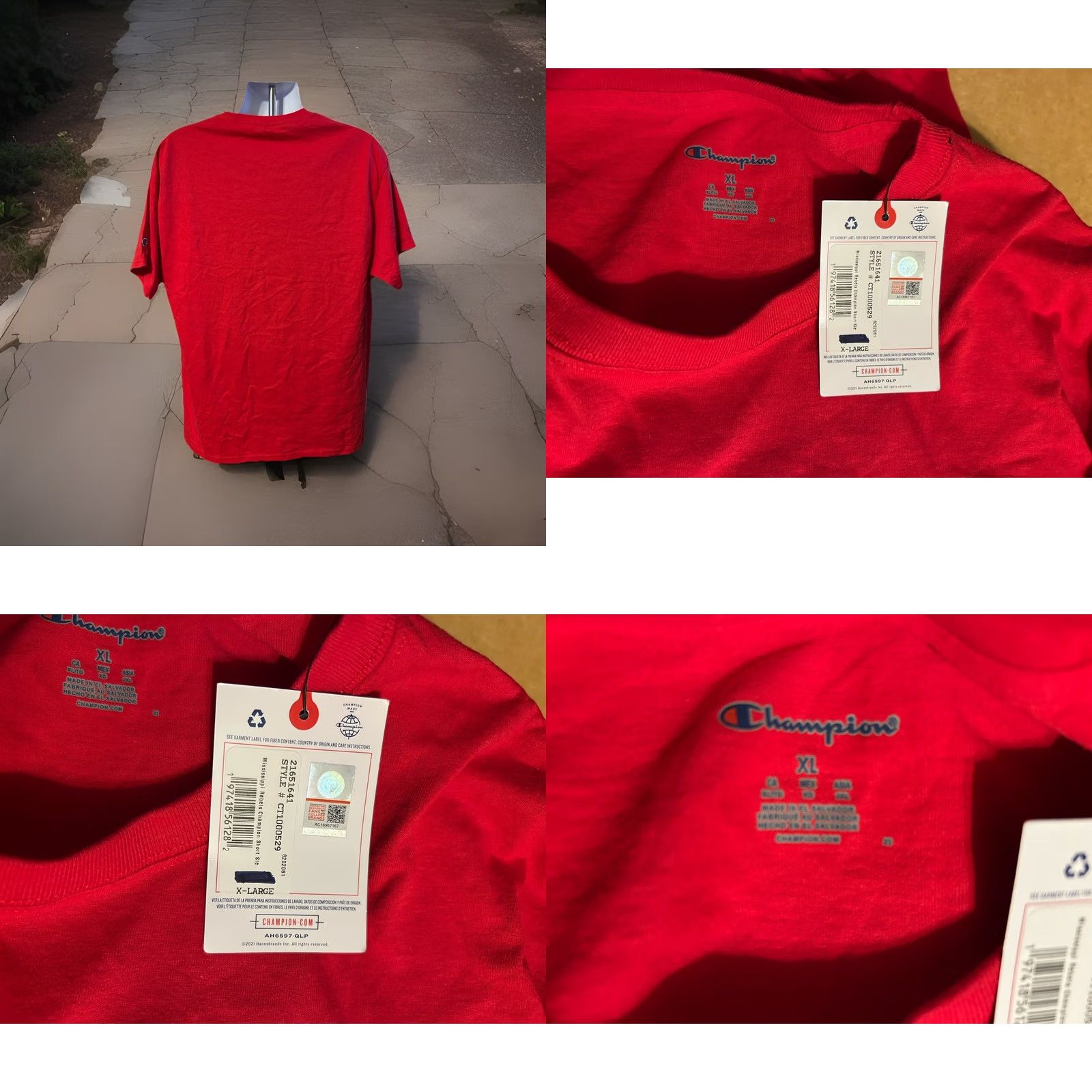 Champion Ole Miss Football Shirt Men XL Red Champion Short Sleeve Style #CT1000529 Size US XL / EU 56 / 4 - 8 Thumbnail