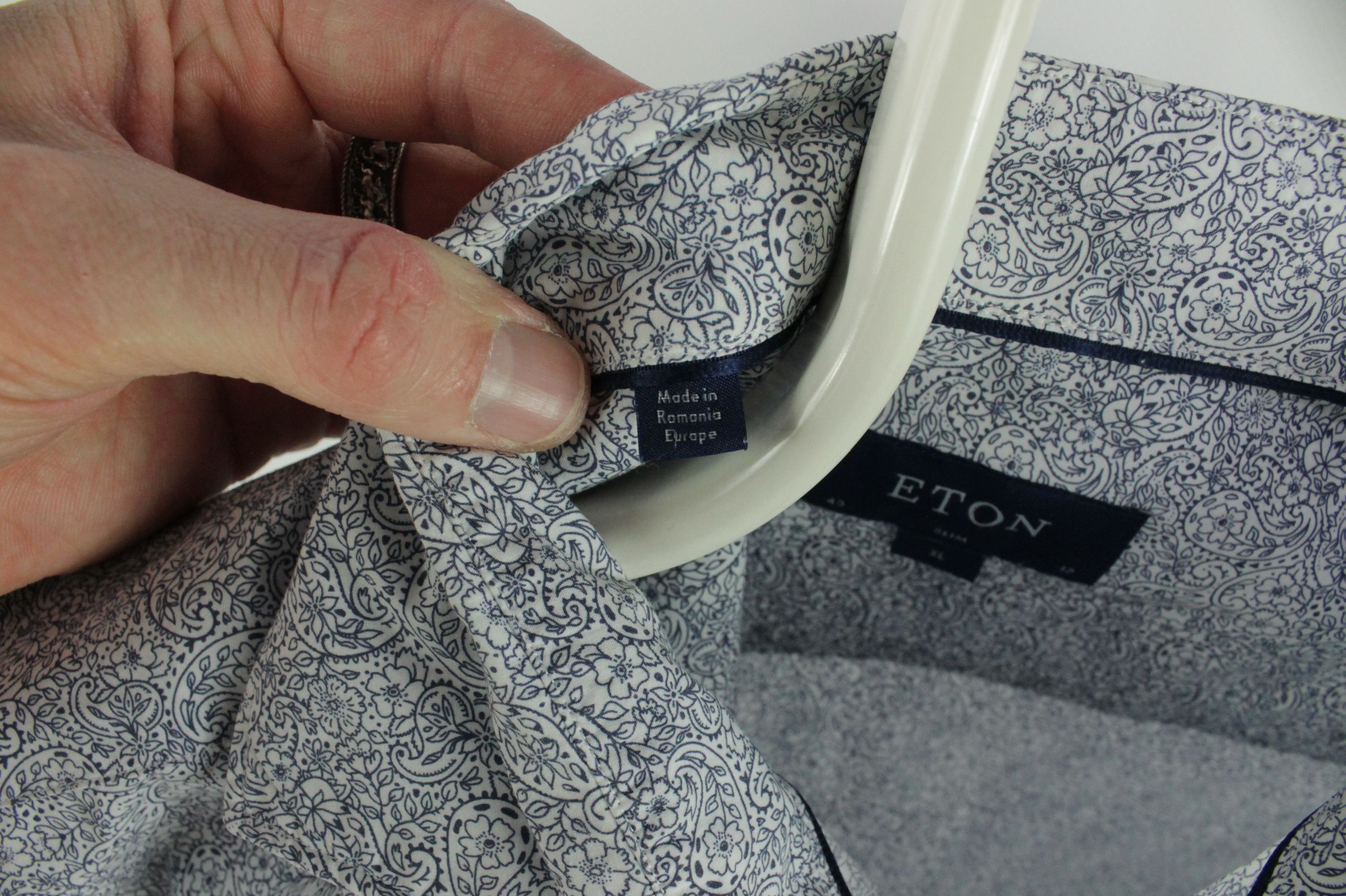 Designer × Eton ETON Paisley Print Poplin Cotton Slim Fit Dress Shirt Men's Size US XL / EU 56 / 4 - 4 Thumbnail