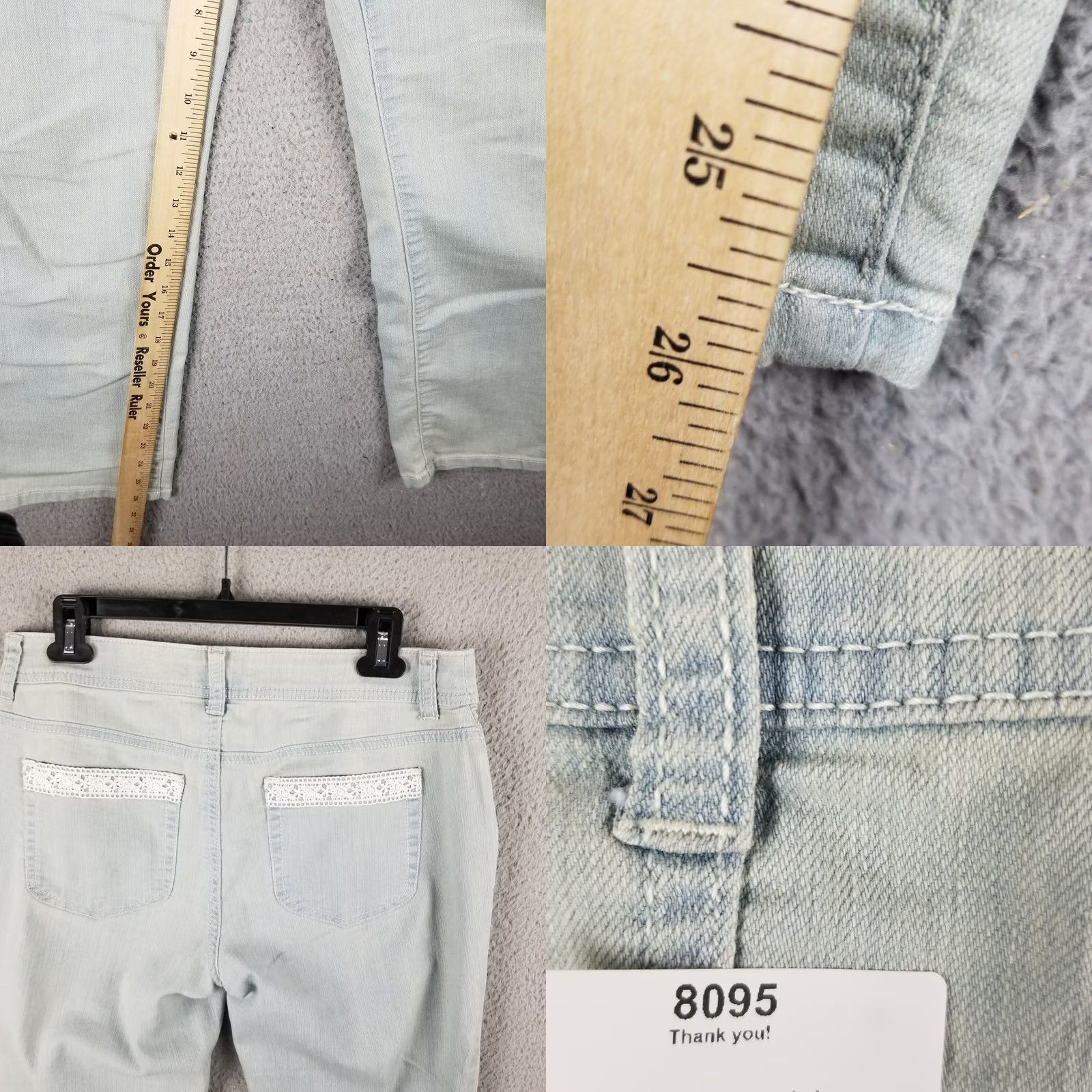Vintage Chicos Jeggings Crop Jeans Woman 30X26 Floral Lace Pocket Teal Blue Denim Size 30" / US 8 / IT 44 - 8 Thumbnail