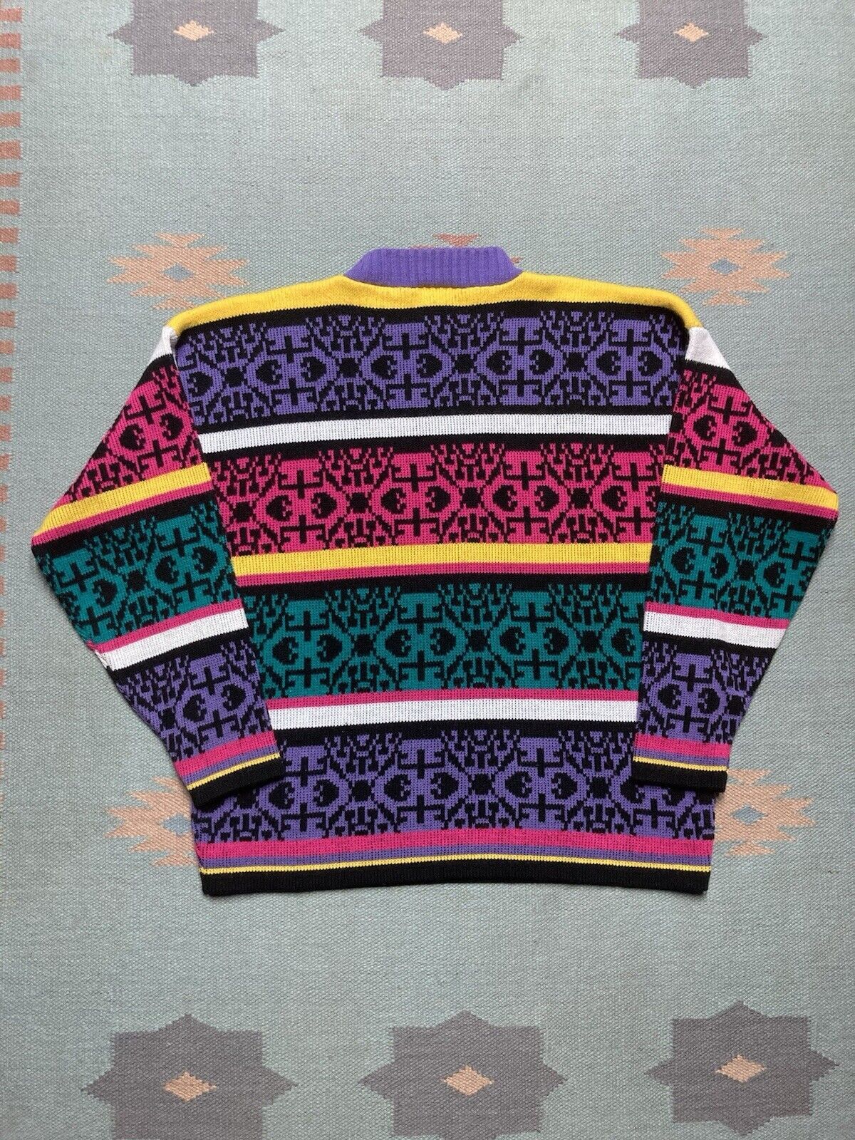 Vintage VTG acrylic knit sweater striped pastel fairy kei USA medium Size M / US 6-8 / IT 42-44 - 5 Thumbnail