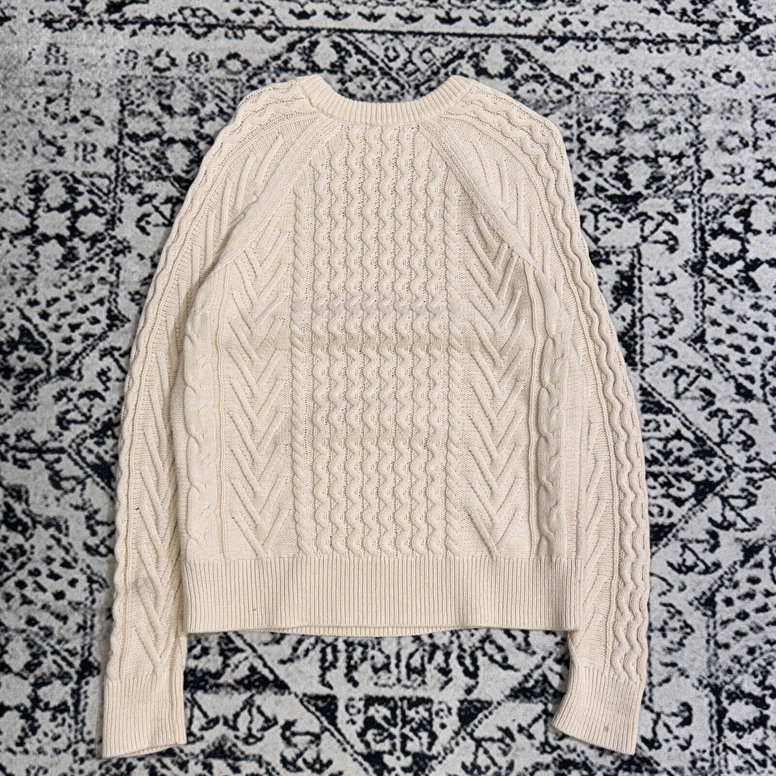 Vintage Vintage Unisex Cream White Cotton Sweater Size S Cableknit Size US S / EU 44-46 / 1 - 12 Thumbnail