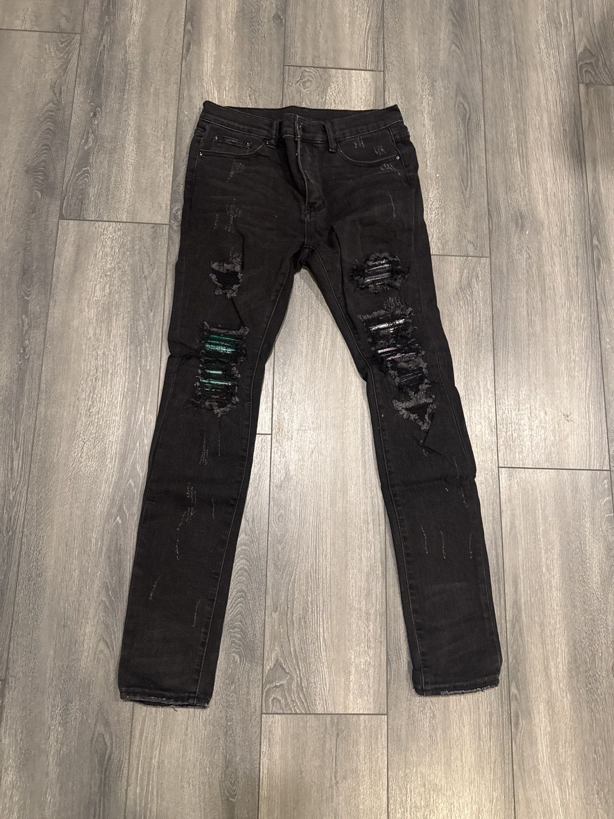MNML Multi Colored and black distressed jeans Size US 33 - 1 Thumbnail