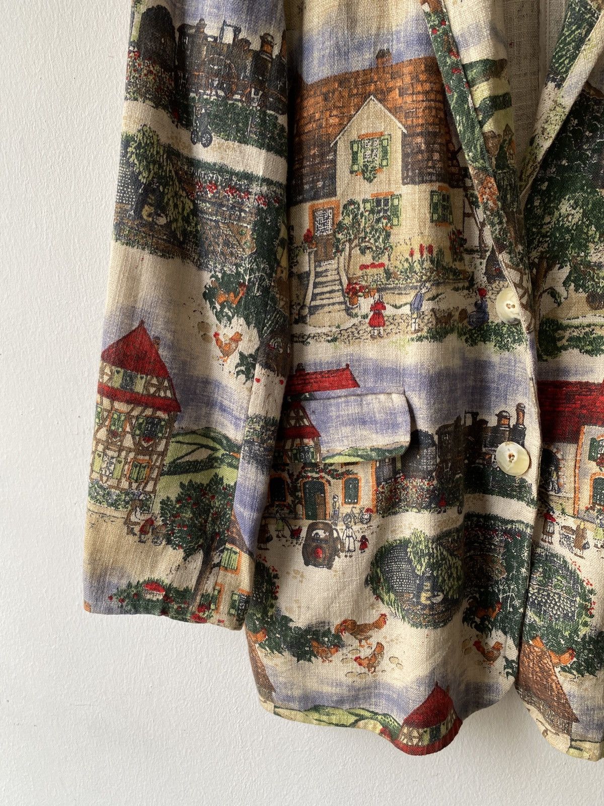 Japanese Brand 1980s - Vintage Az-Robe Classic Environment Motif Overprint Size US L / EU 52-54 / 3 - 6 Thumbnail