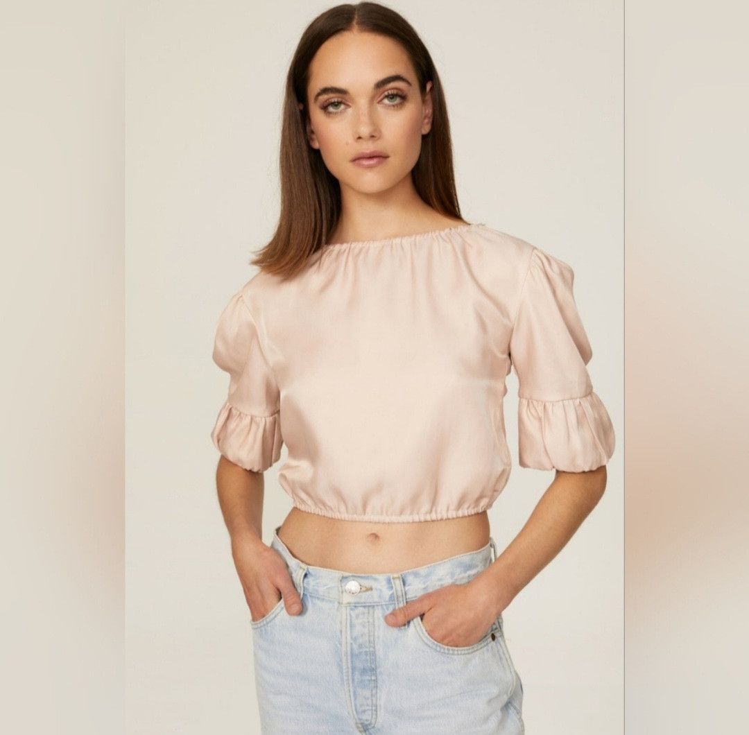 Other LOVE, WHIT BY WHITNEY PORT Pink Open Back Cropped Blouse Size S / US 4 / IT 40 - 3 Thumbnail