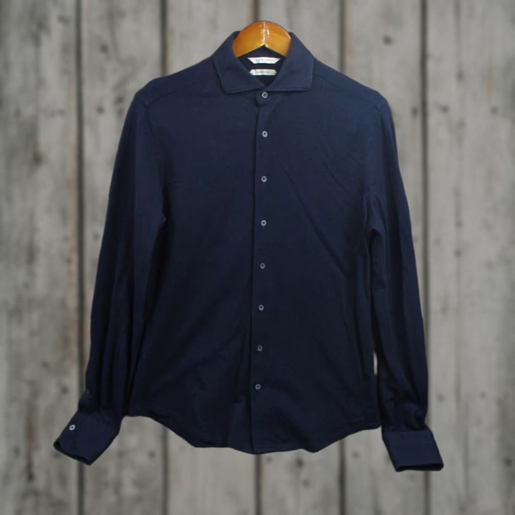 Suitsupply Shirt Mens 15 34/35 Navy Blue Extra Slim Fit Cotton Dress Long Sleeve Shirt