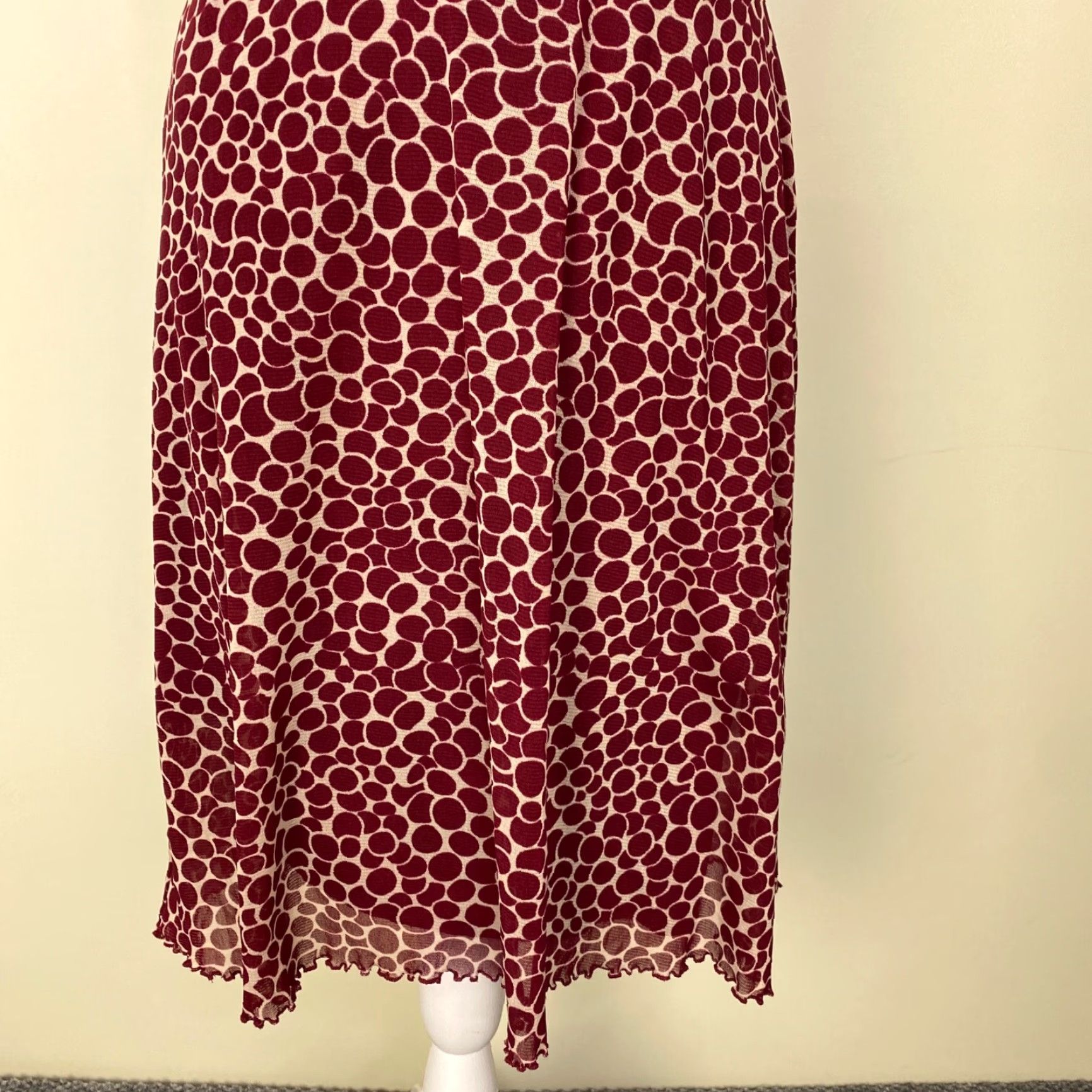 Bcbgmaxazria BCBGMAXAZRIA Dress Women XS Burgundy Sleeveless Halter Lined A-Line Knee-Length Floral Casual Party Womens Size XS / US 0-2 / IT 36-38 - 5 Thumbnail