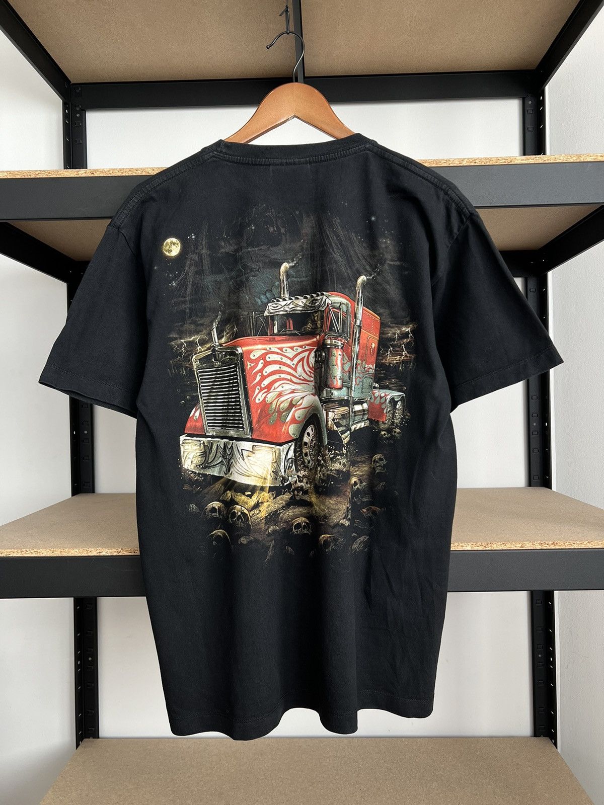 Vintage Vintage Semi Truck Skull Skeleton Graphic T-shirt Size US L / EU 52-54 / 3 - 4 Thumbnail