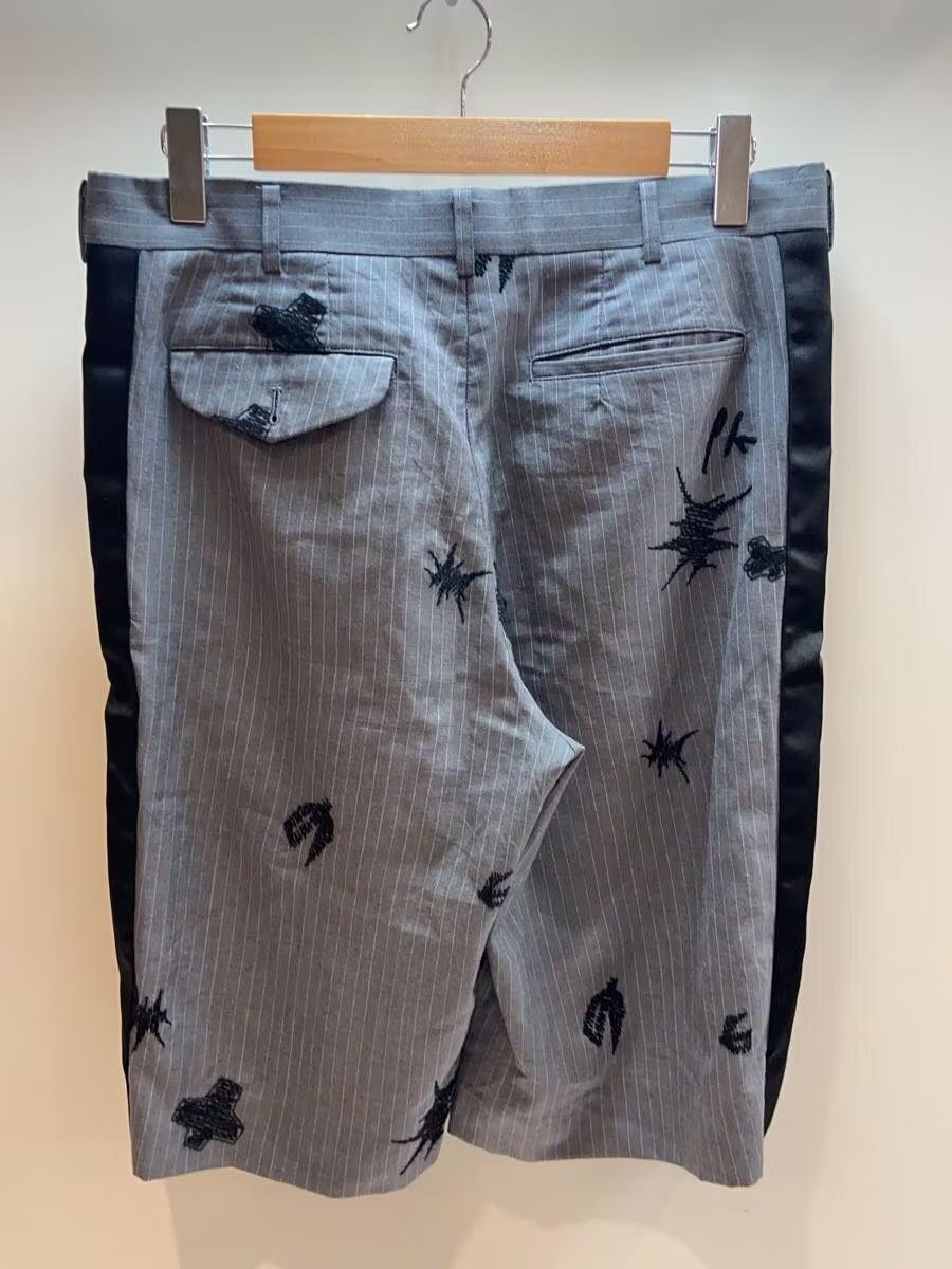 Embroidered Striped Wool Shorts