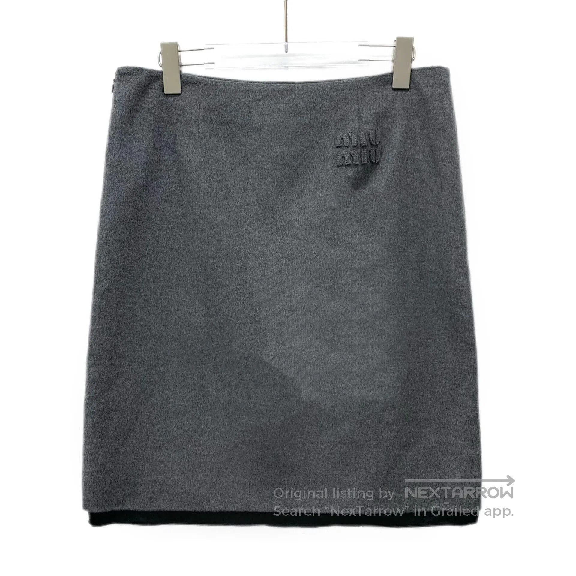 Miu Miu gray embroidered wool casual skirt by miu miu. Size US 38 / EU 54 - 2 Thumbnail