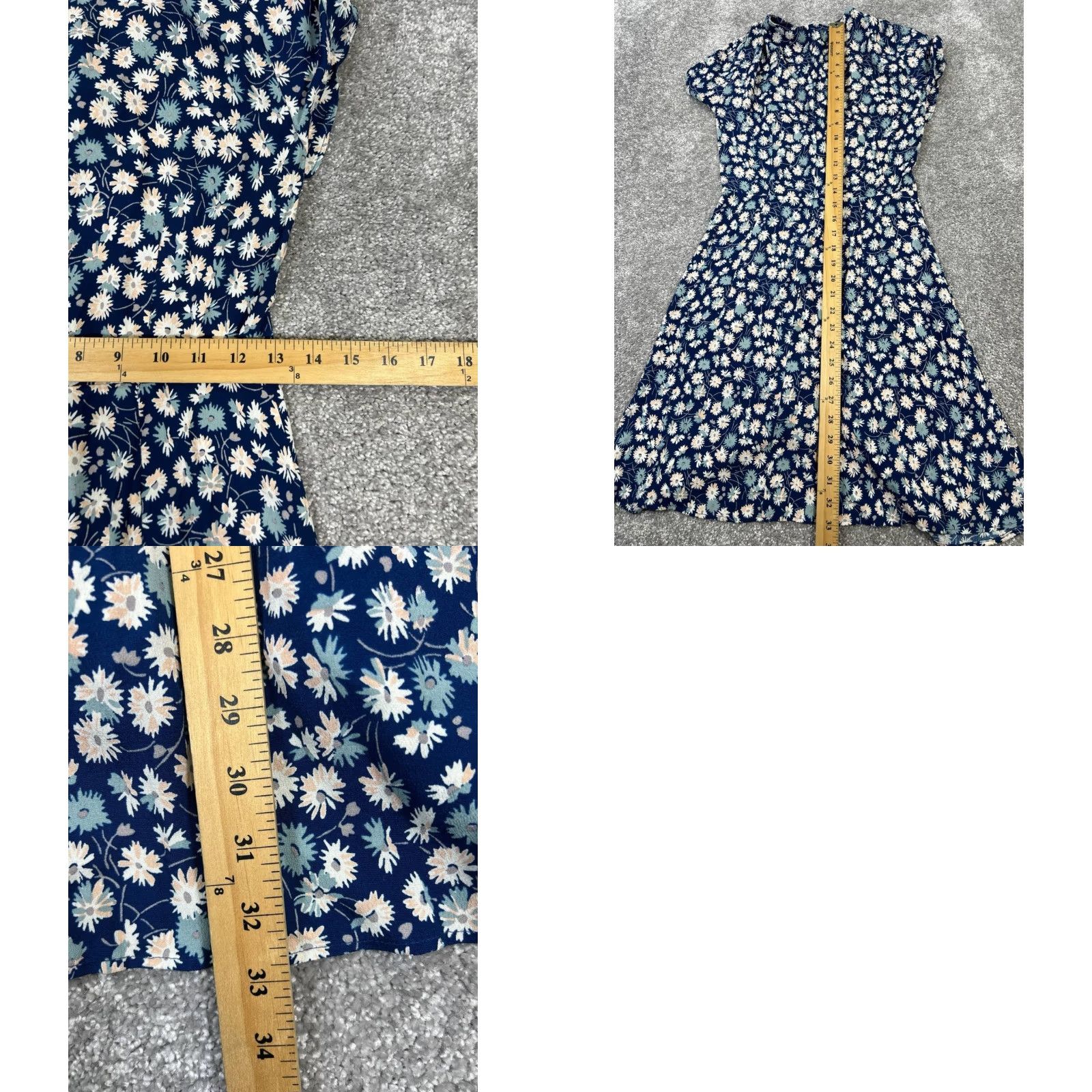 Madewell Madewell Dress Womens 0 Blue Pink Floral Blouson Short Sleeve V-Neck Pullover Lined Summer Spring Casual Womens Size XS / US 0-2 / IT 36-38 - 8 Thumbnail