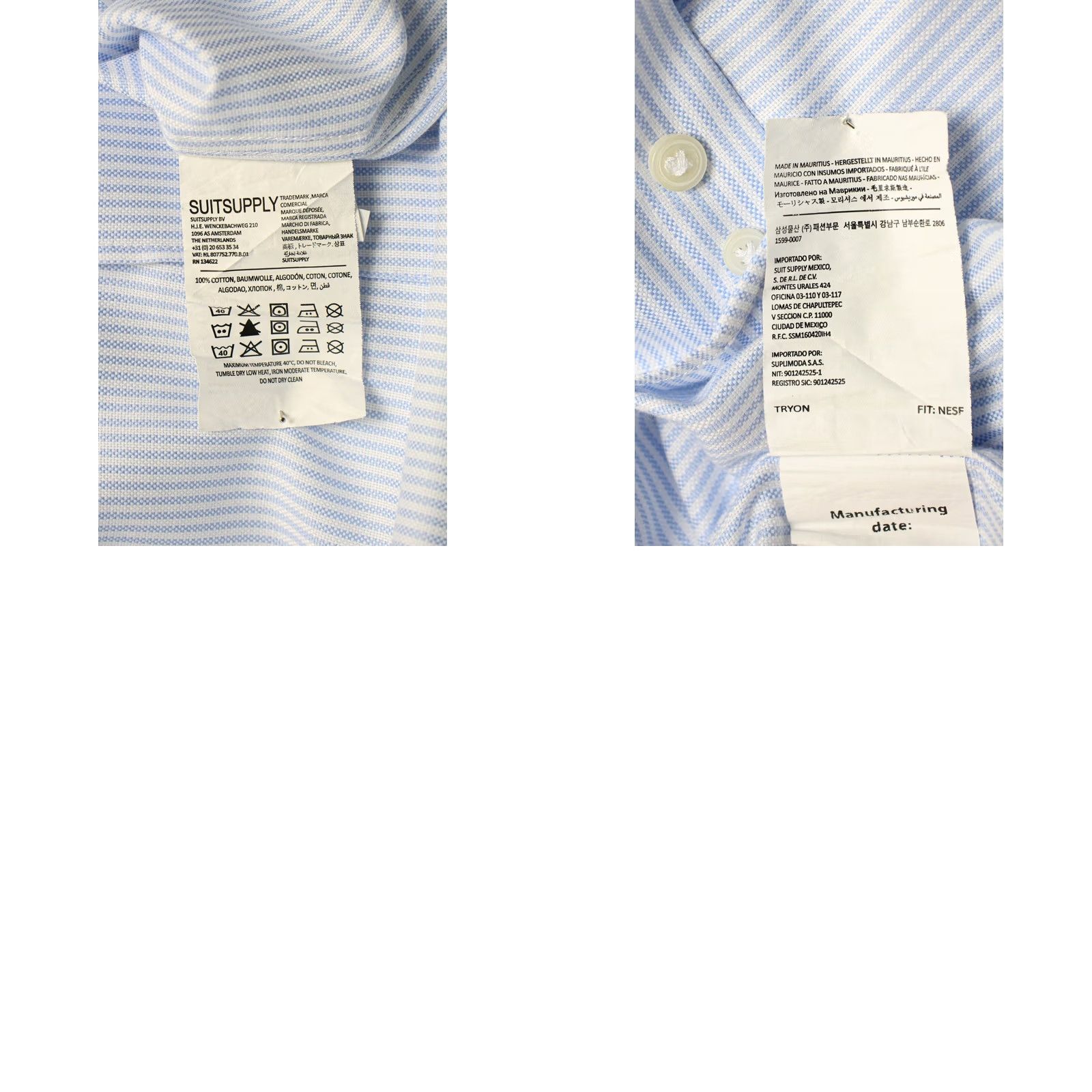 Suitsupply SUITSUPPLY Shirt Men's 37 / 14 1/2 Blue Pinstripe Extra Slim Fit Try On Formal Size 36R - 8 Thumbnail