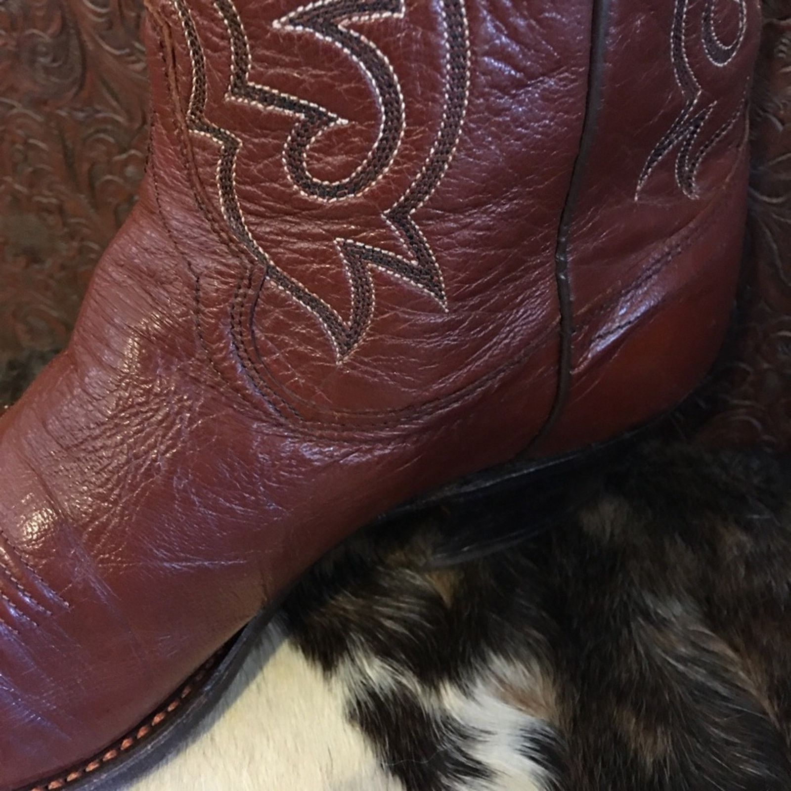Dan Post Men’s Dan Post wine stitched leather western boots Size US 8.5 / EU 41-42 - 8 Thumbnail