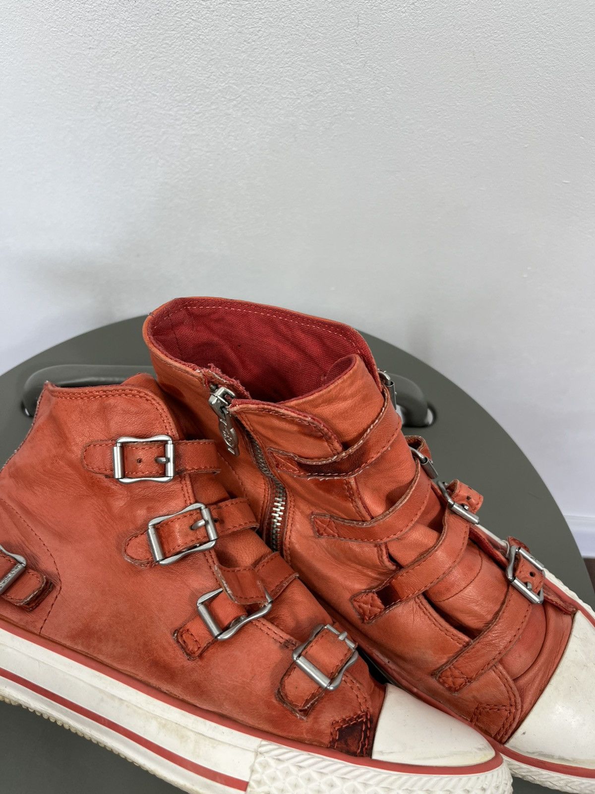 ASH ASH Distressed High Top Sneakers EU 39 Leather Buckle Zip Size US 8 / IT 38 - 3 Thumbnail
