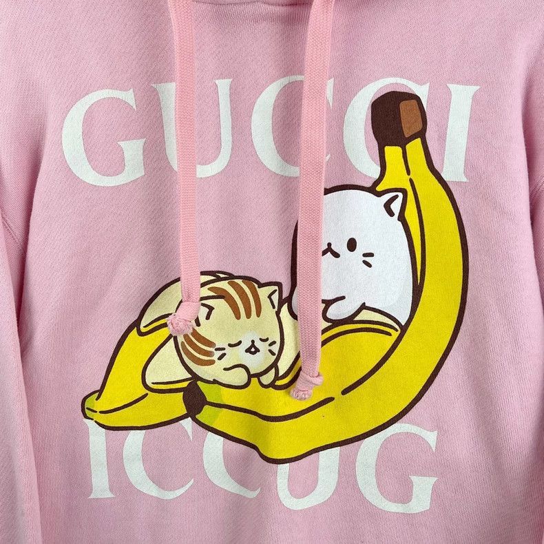 Gucci Gucci Pink Cat Banana Print Hoodie-2505 Size XS / US 0-2 / IT 36-38 - 5 Thumbnail