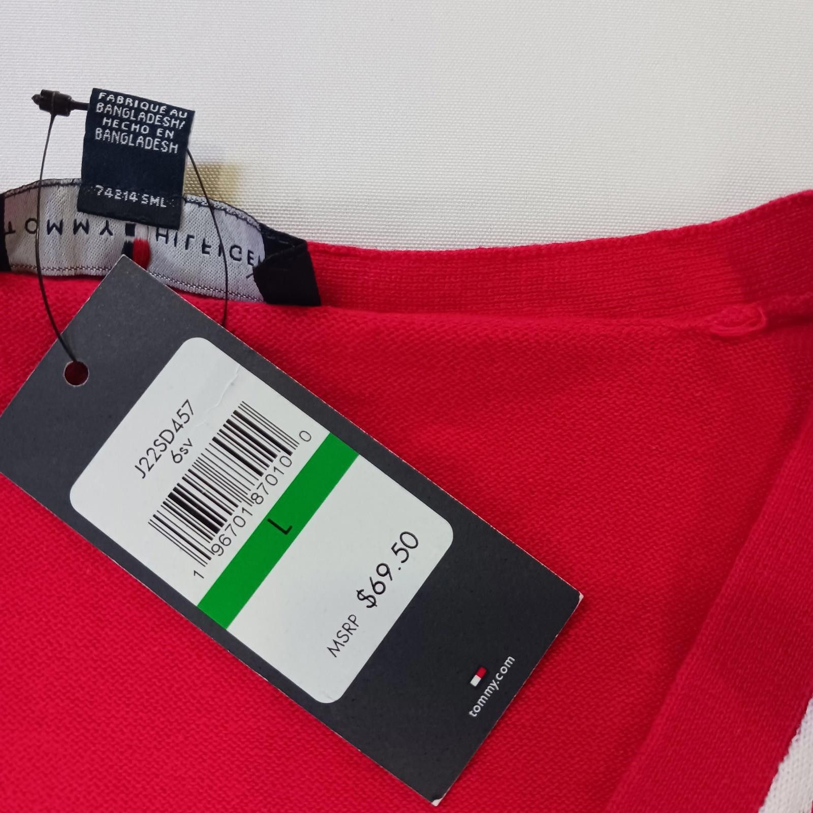 Tommy Hilfiger Tommy Hilfiger J22SD457 Women's Red & White Argyle Sweater L Size L / US 10 / IT 46 - 4 Thumbnail