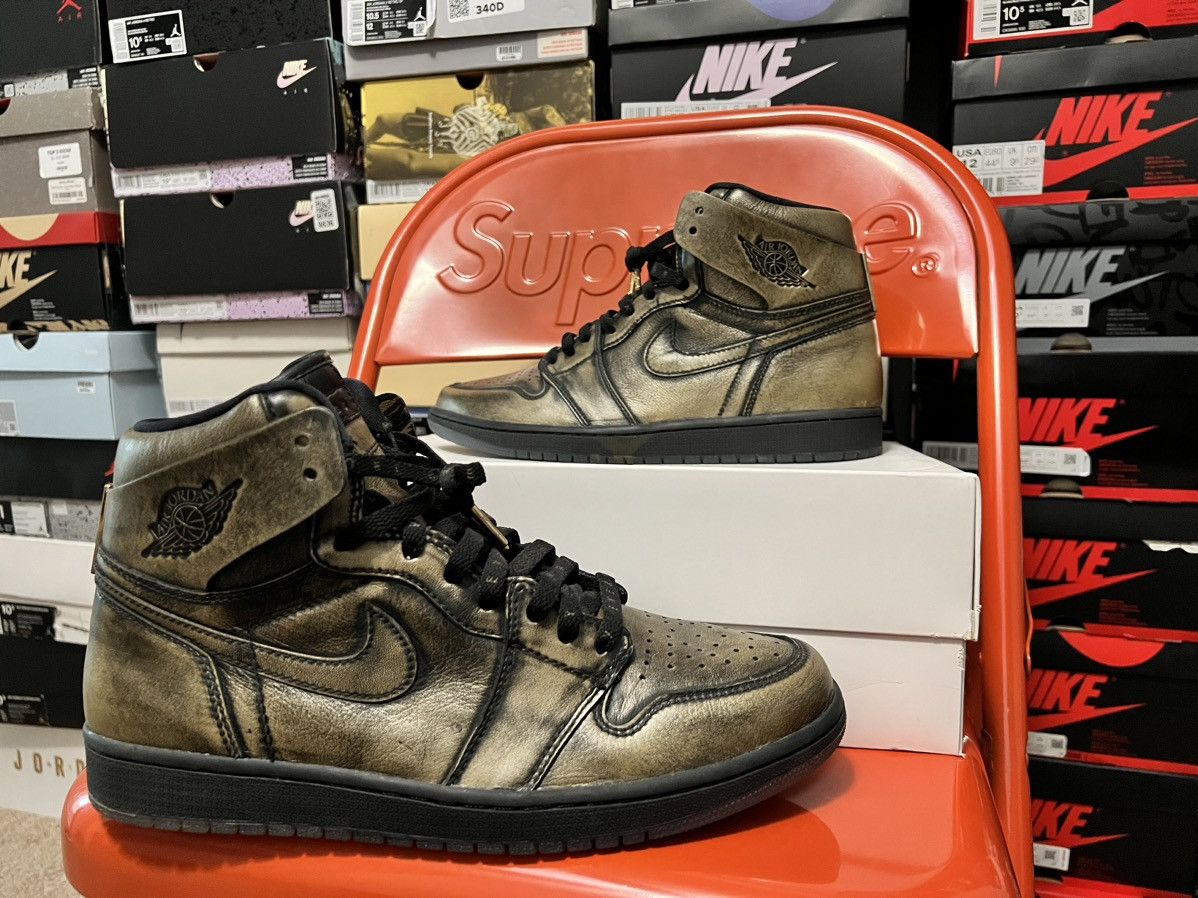 image of Jordan Brand 1 Retro High OG Wings Shoes in Metallic Gold, Men's (Size 11)