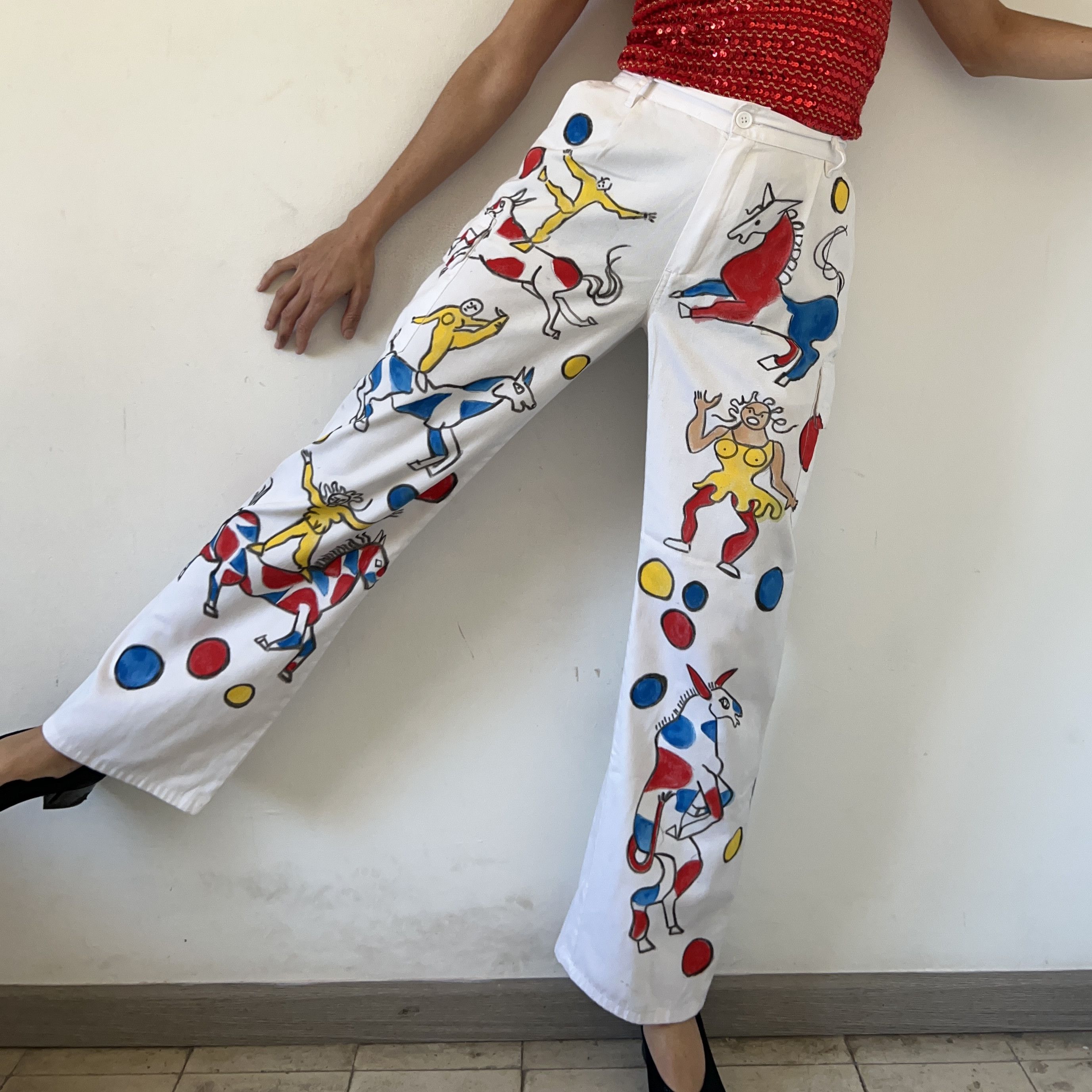 Other Custom Calder drawings circus horse cargo work pants Size 30" / US 8 / IT 44 - 5 Thumbnail