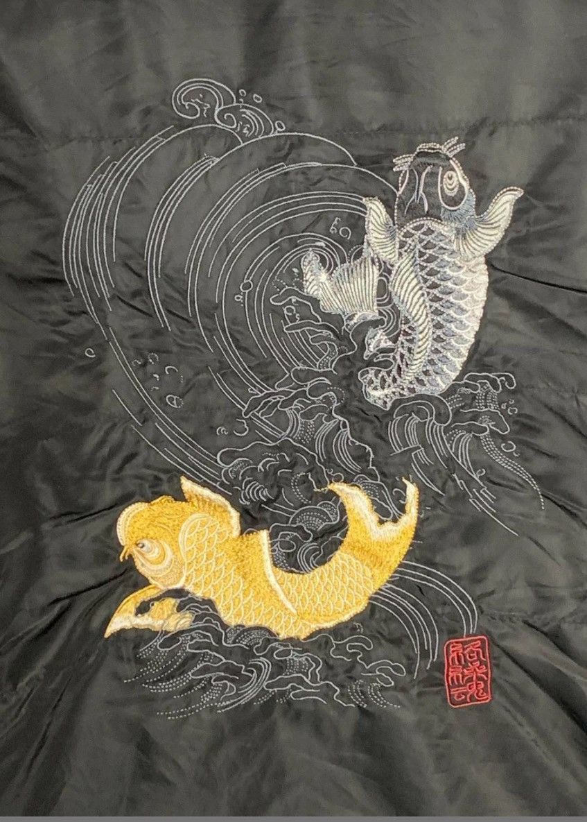 Japanese Brand Kara Kuri Tamashii Embroidered Fish Jacket Size US L / EU 52-54 / 3 - 3 Thumbnail