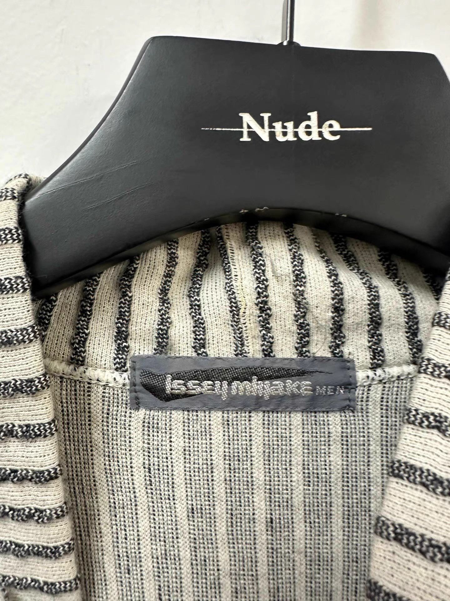 Issey Miyake Gray Striped Long Sleeve Top with Asymmetric Neck Size US S / EU 44-46 / 1 - 5 Thumbnail