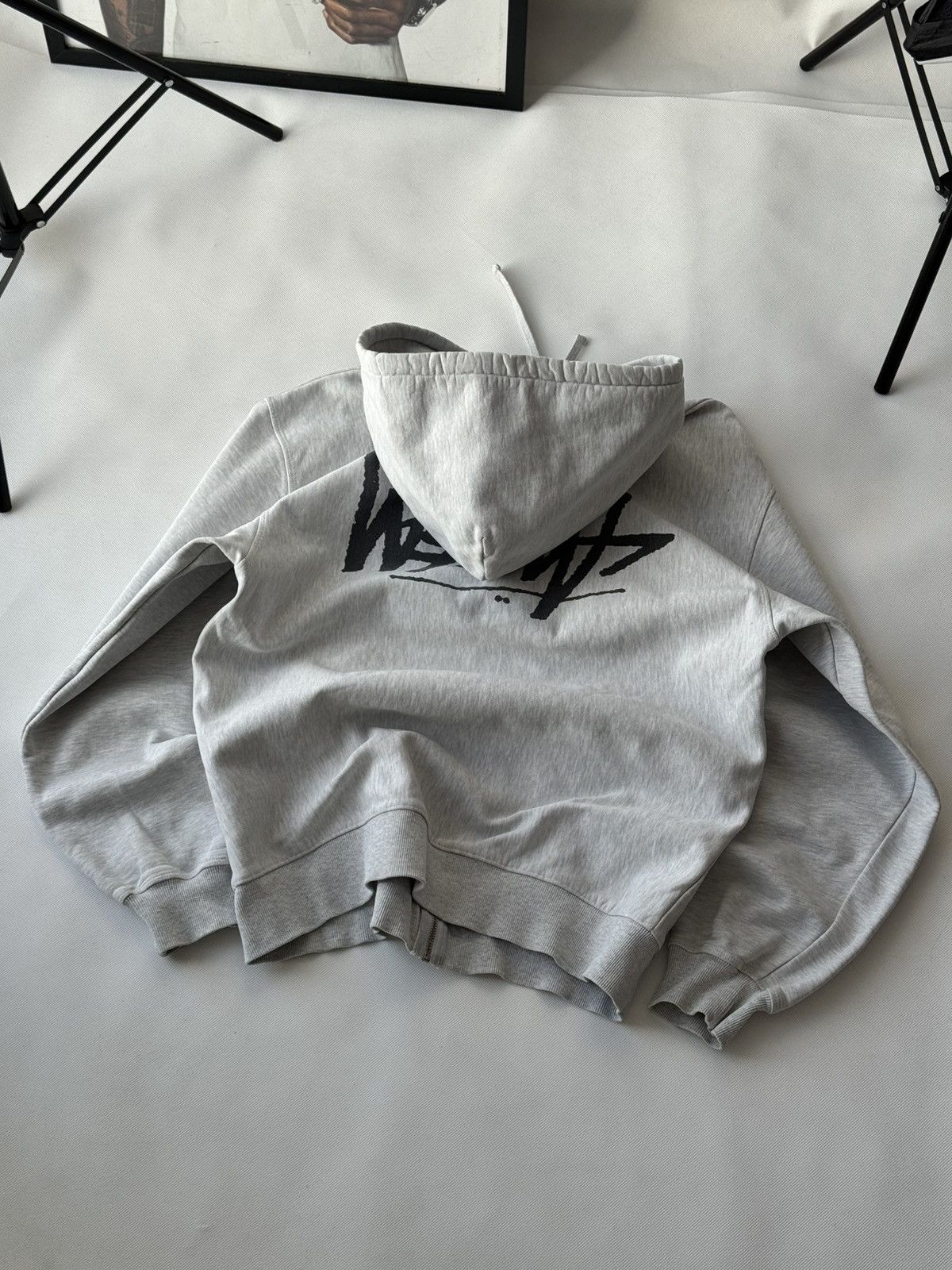 Stussy STUSSY Zip Up Reverse LOGO OVERSIZE Zip Up Gray HOODIE Size US XL / EU 56 / 4 - 14 Thumbnail
