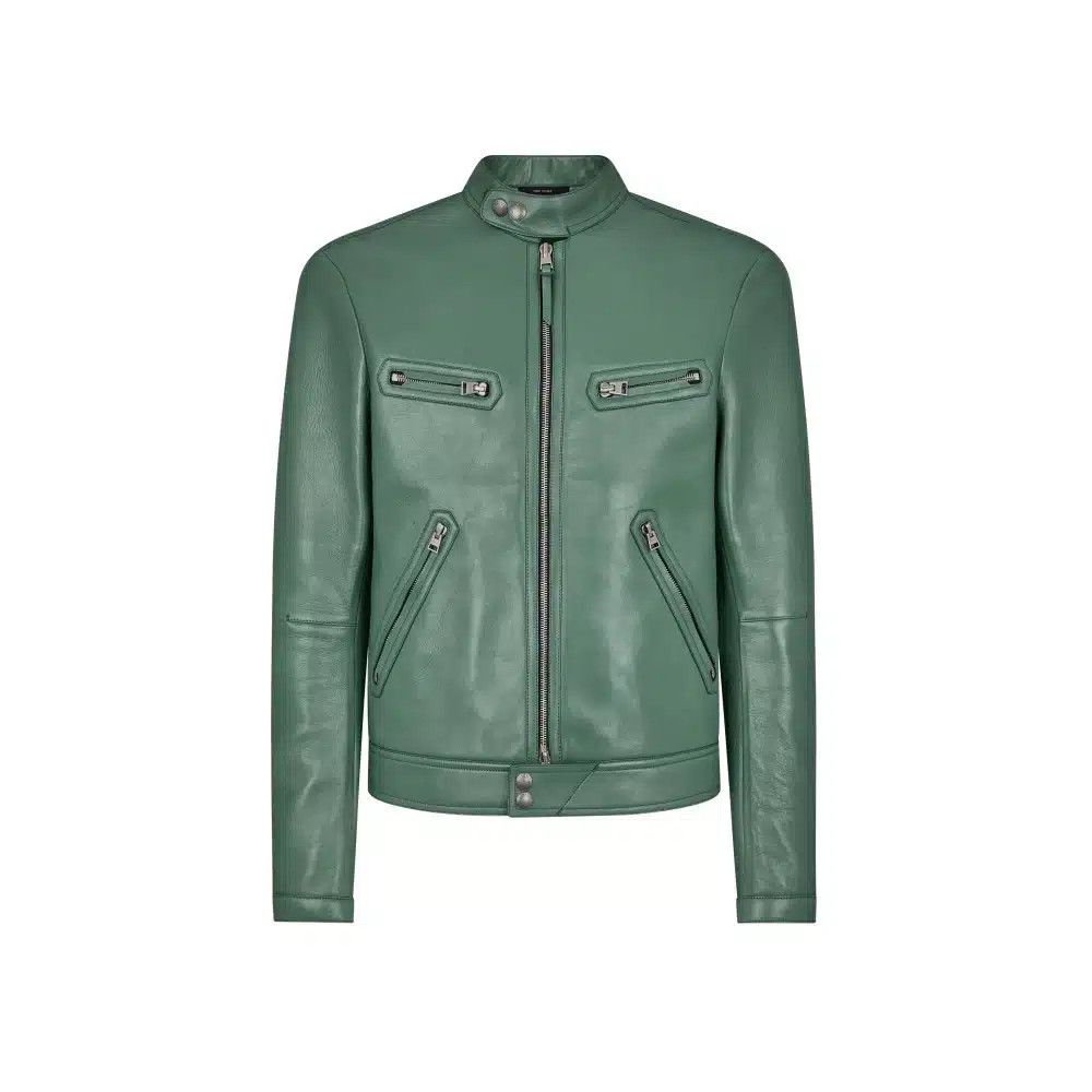 Tom Ford o1loc1c0226 LXR014 Leather Biker Jacket in Green Size US M / EU 48-50 / 2 - 1 Thumbnail