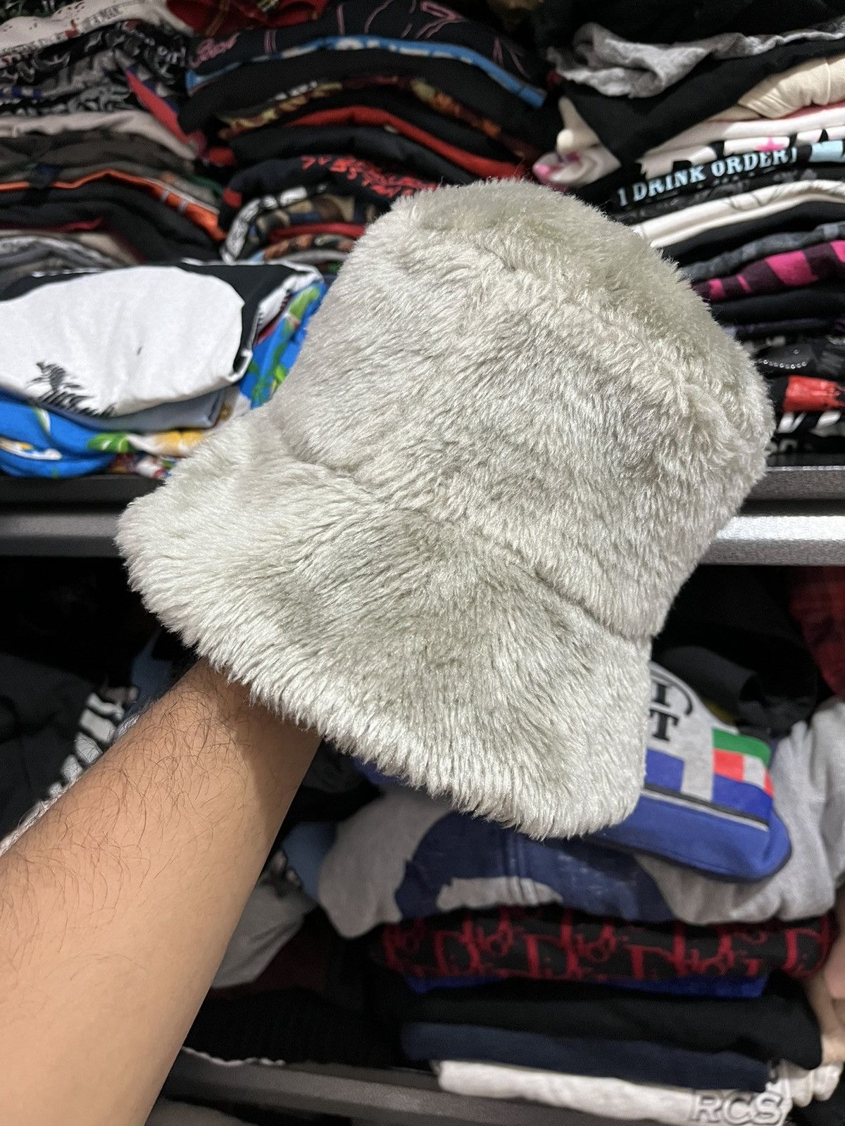 image of Hysteric Glamour x If Six Was Nine Uknown Fur Bucket Hats Reversible in Grey, Men's
