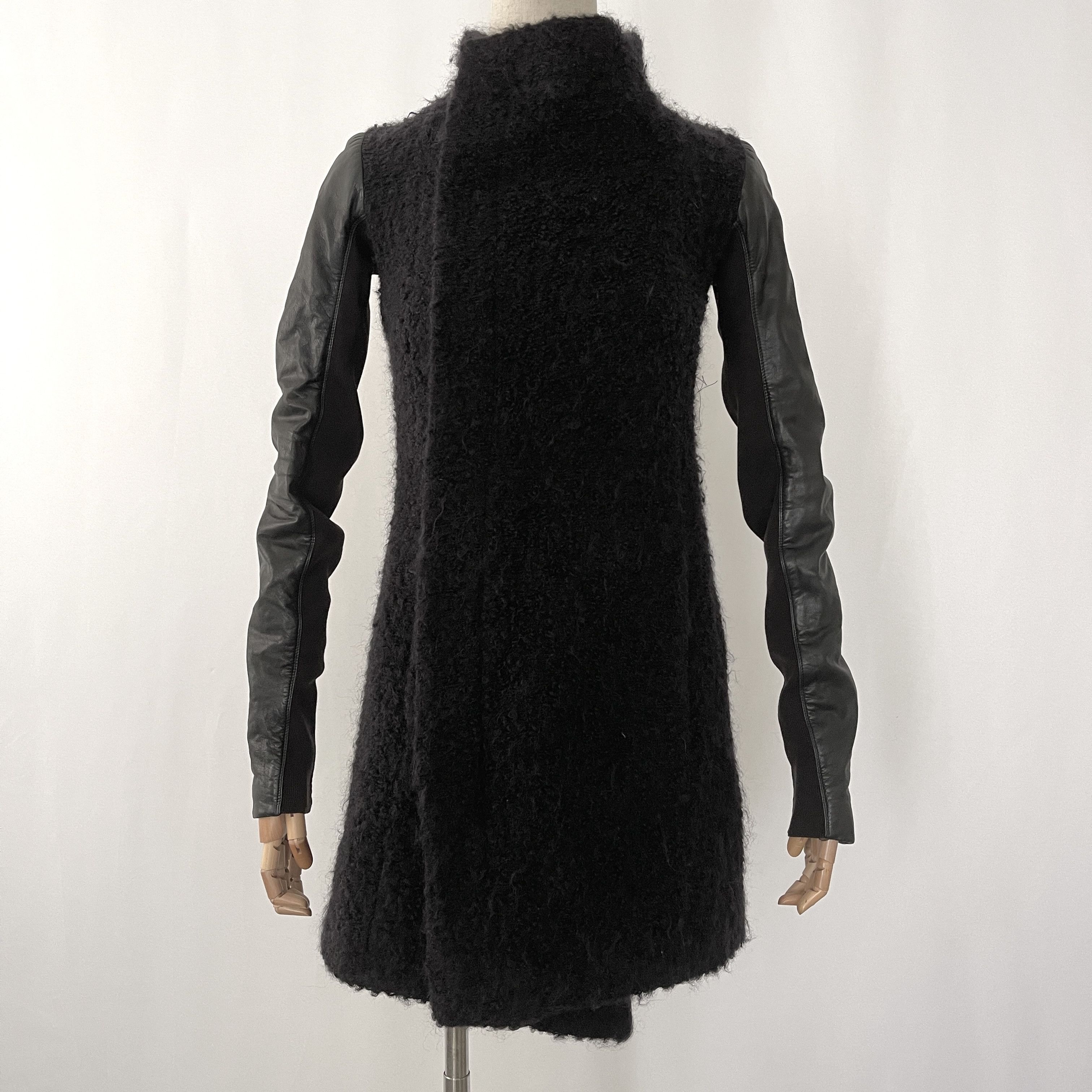 Rick Owens RICK OWENS Black Wool and Leather Coat size 40 Size S / US 4 / IT 40 - 1 Thumbnail