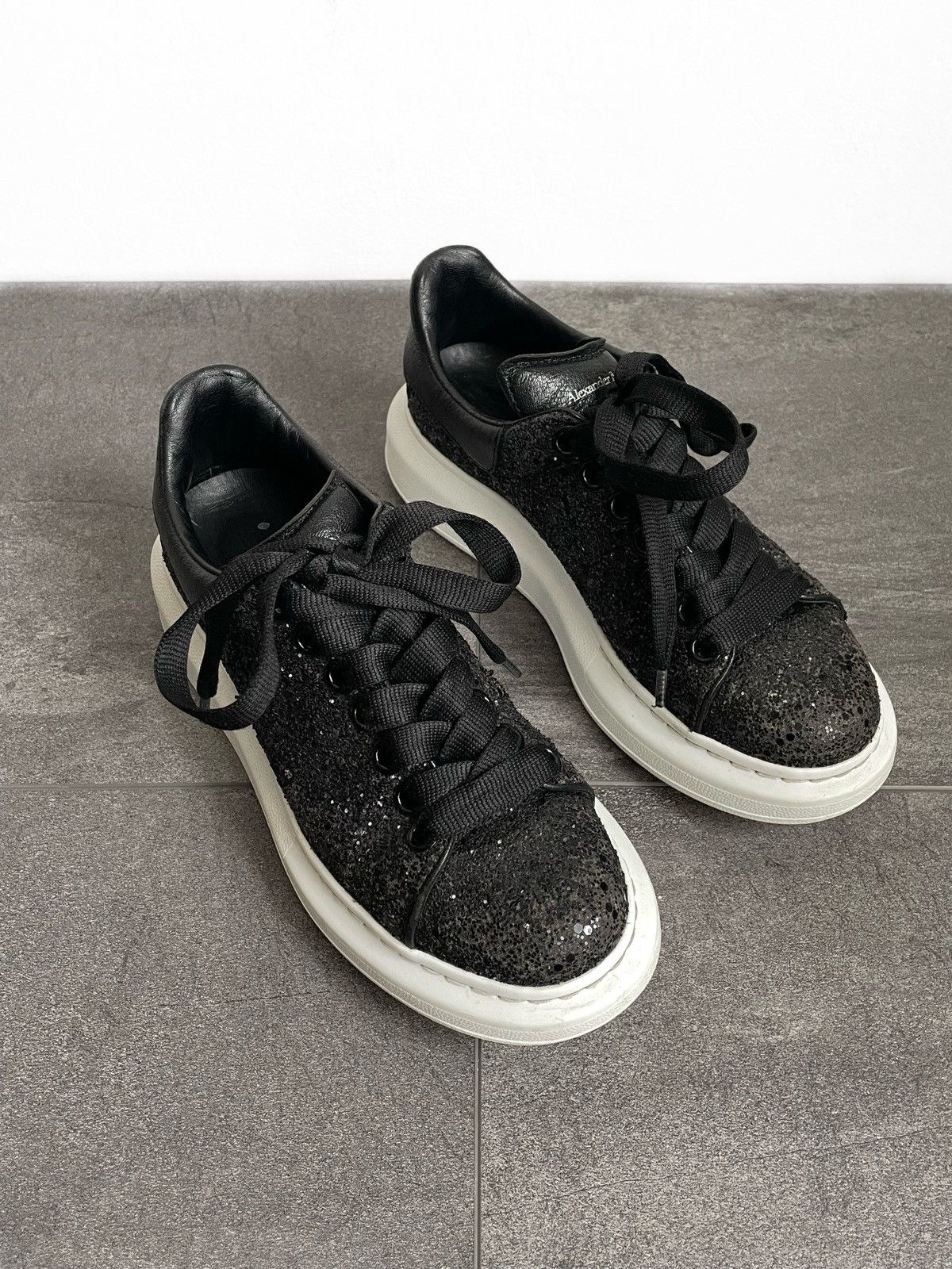 Alexander McQueen Alexander McQueen Black Oversized Glitter Women’s Sneakers Size US 6 / IT 36 - 2 Thumbnail