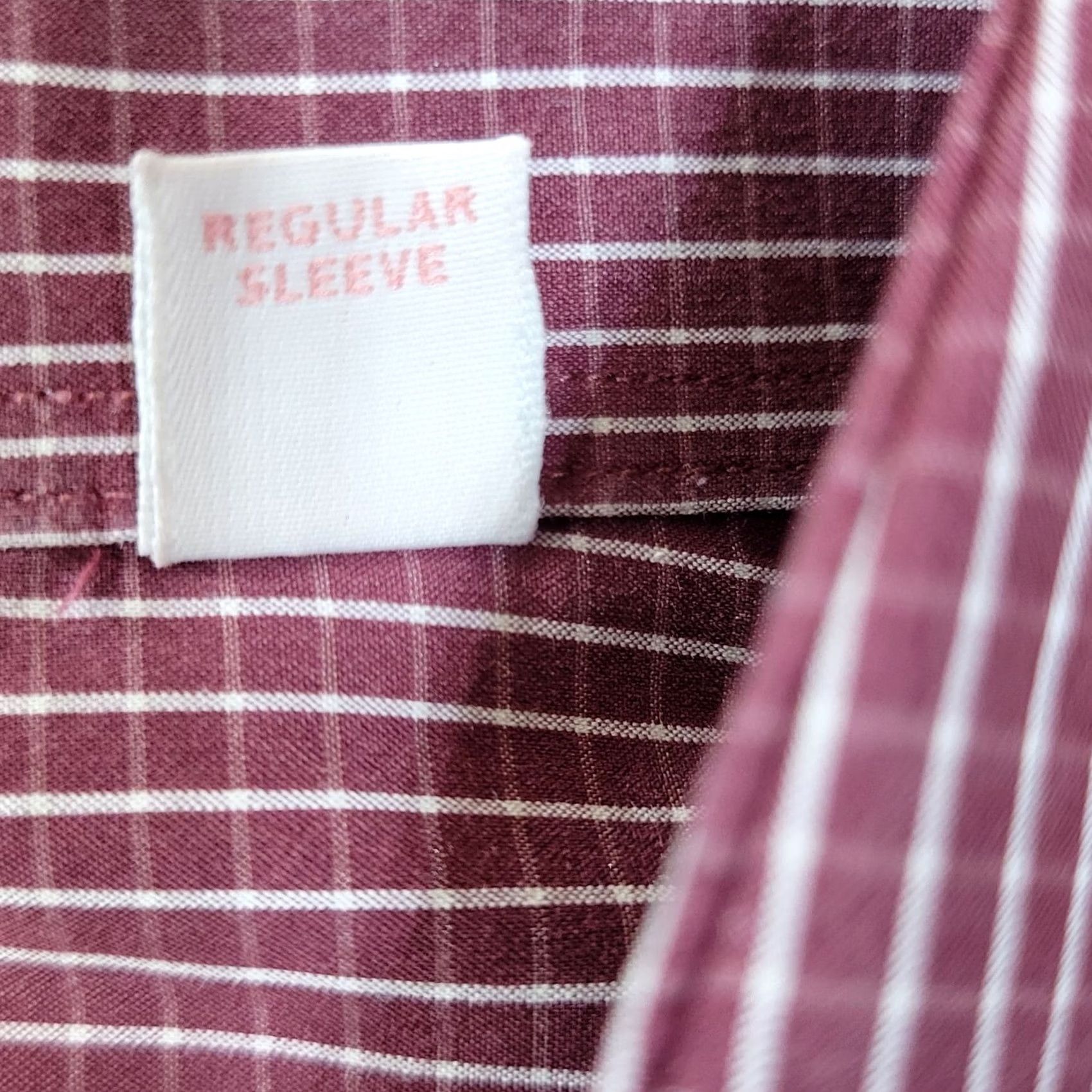 Pinko PINK Shirtmaker London Mens Athletic Fit Dress Shirt 17 Regular Sleeve Burgundy Check Long Sleeve Size 46R - 3 Thumbnail