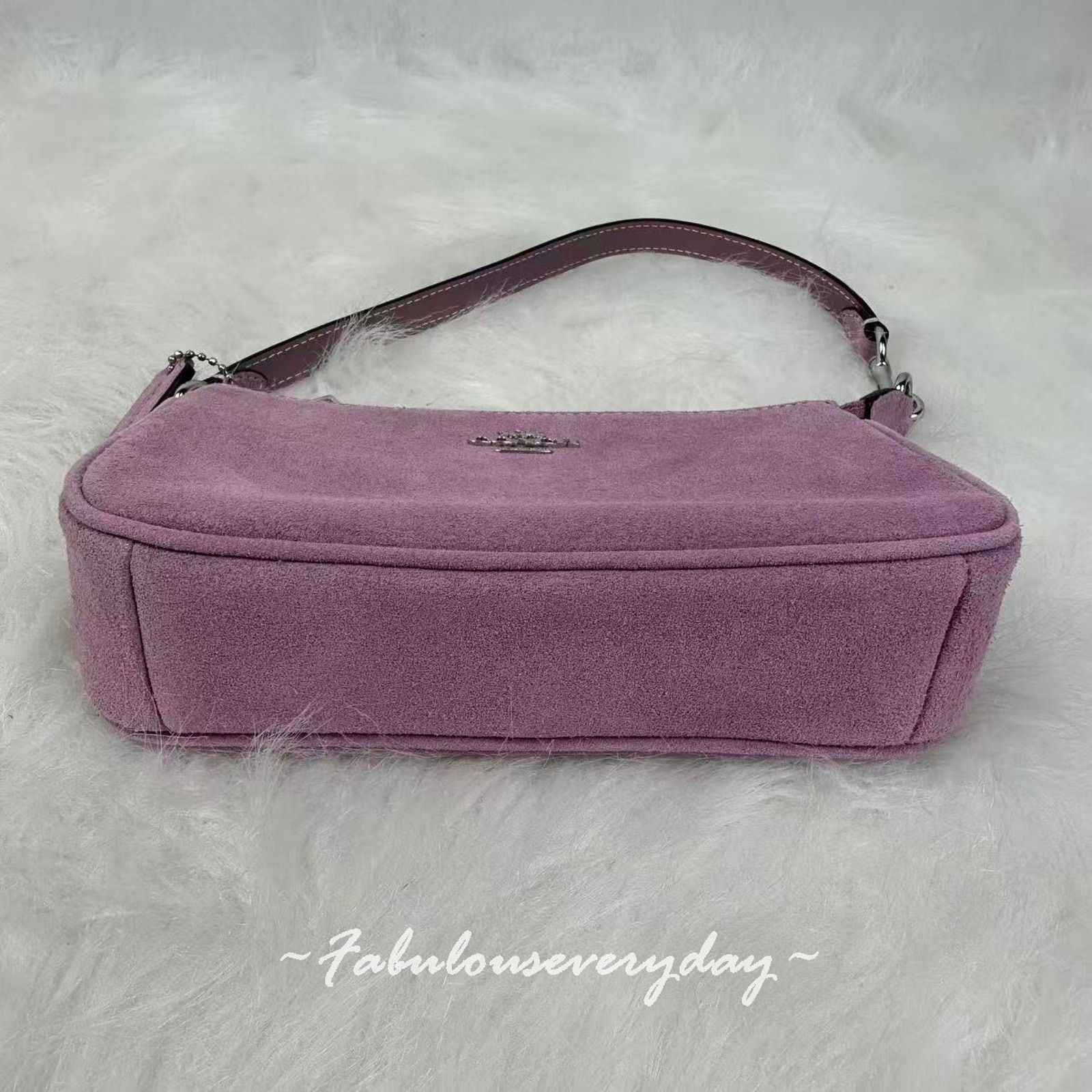 Coach Coach Nolita 19 Shoulder Wristlet Suede/Silver/Light Violet Size ONE SIZE - 9 Thumbnail