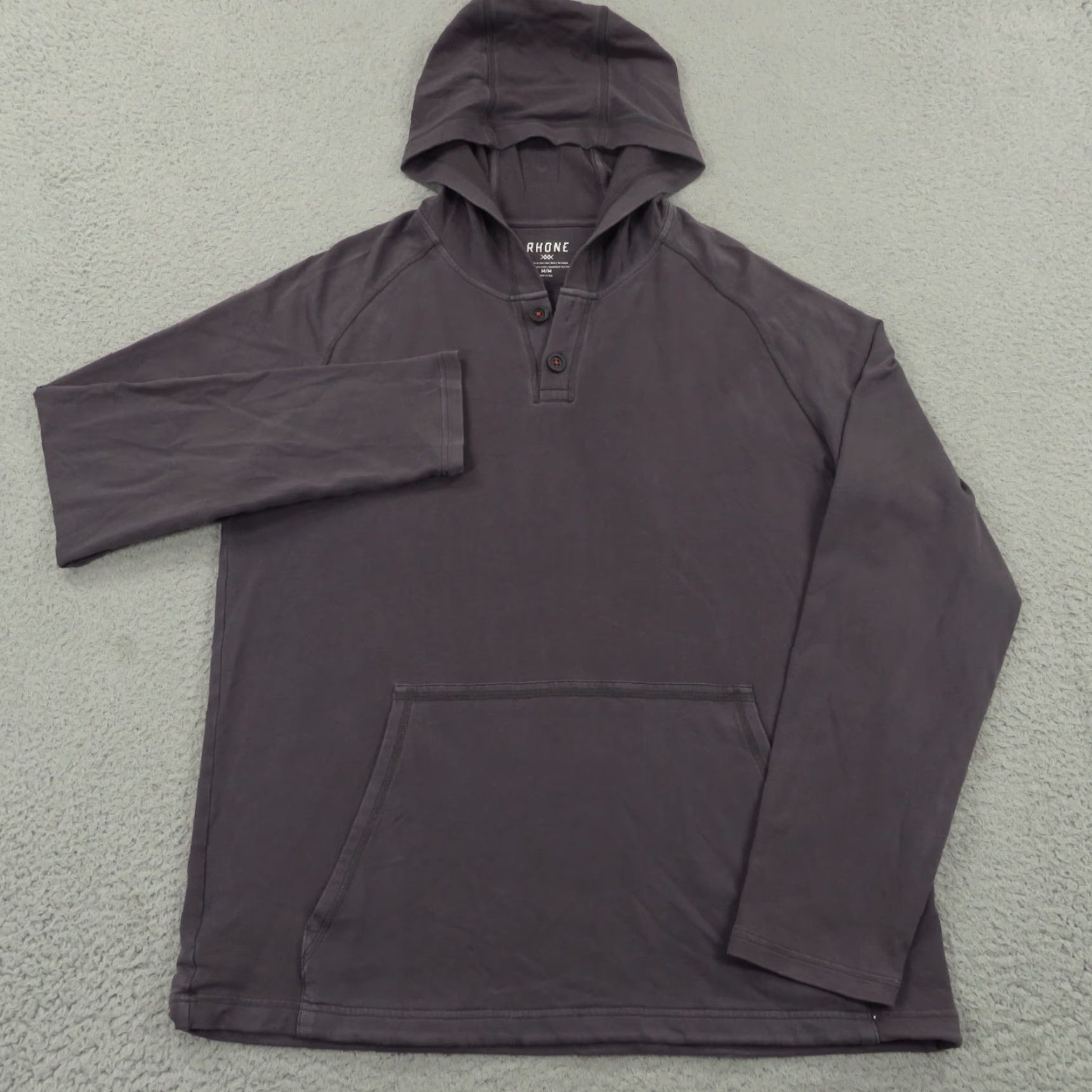 Rhone Rhone Hoodie Mens Medium Faded Indigo Sun Dyed Long Sleeve Hooded Henley Shirt BYLT Navy/Blue Size US M / EU 48-50 / 2 - 2 Thumbnail