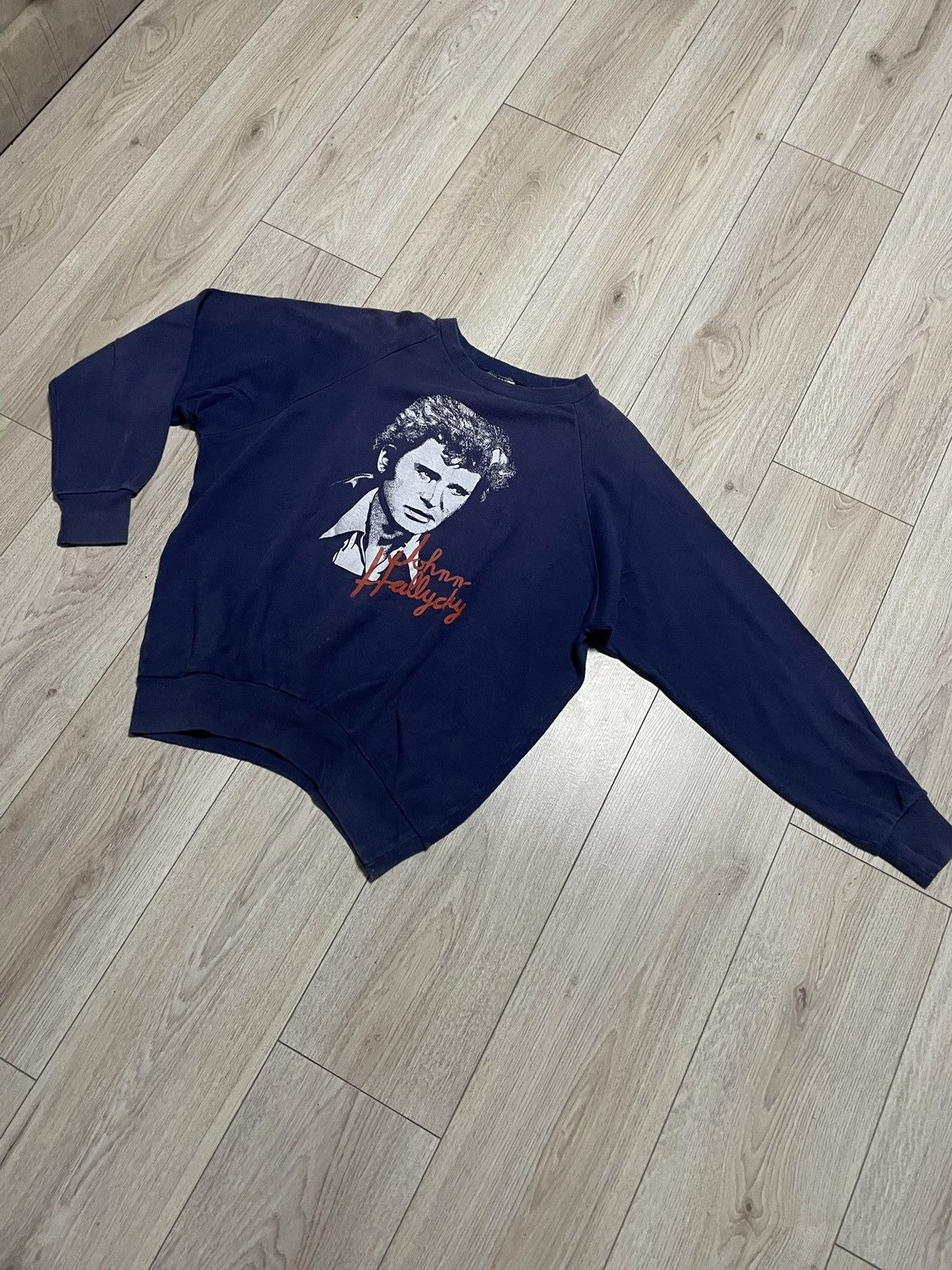 Band Tees × Vintage Vintage 80s Johnny Hallyday Sweatshirt Purple Swiss Made Size US XL / EU 56 / 4 - 3 Thumbnail