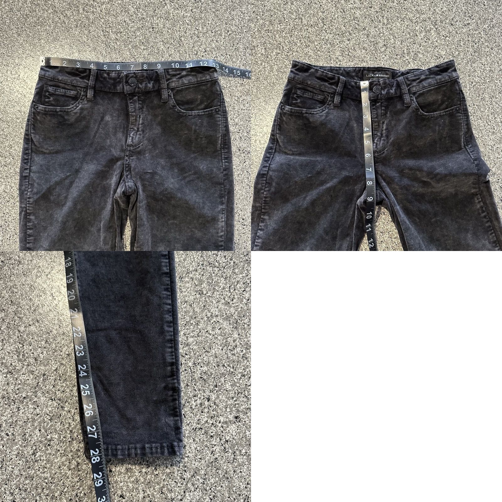 Lucky Brand Lucky Brand Womens 2/26x28 Brooke Velvet Jegging Mid Rise Black Jeans Pant Skinny 63% Cotton 33% Viscose 4% Elastane Pockets Stretch Size 26" / US 2 / IT 38 - 8 Thumbnail