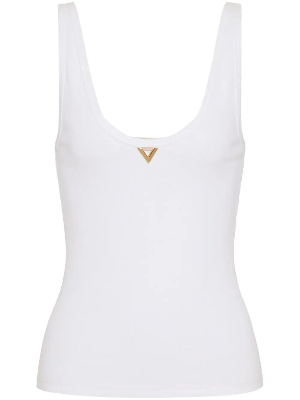 Valentino o1s22i1n0924 V Neckline Ribbed Tank Top in White Size S / US 4 / IT 40 - 1 Thumbnail