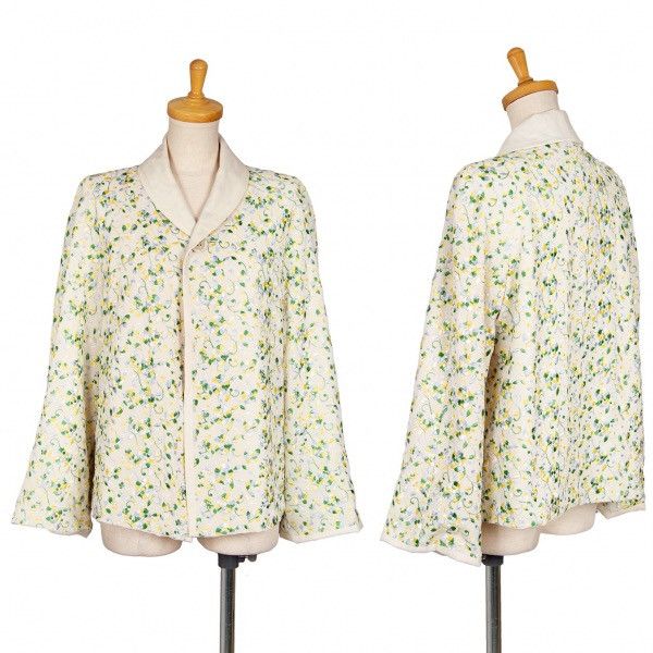 image of Comme Des Garcons Tricot Comme Des Garçon Botanical Embroidery Jacket Beige, Women's