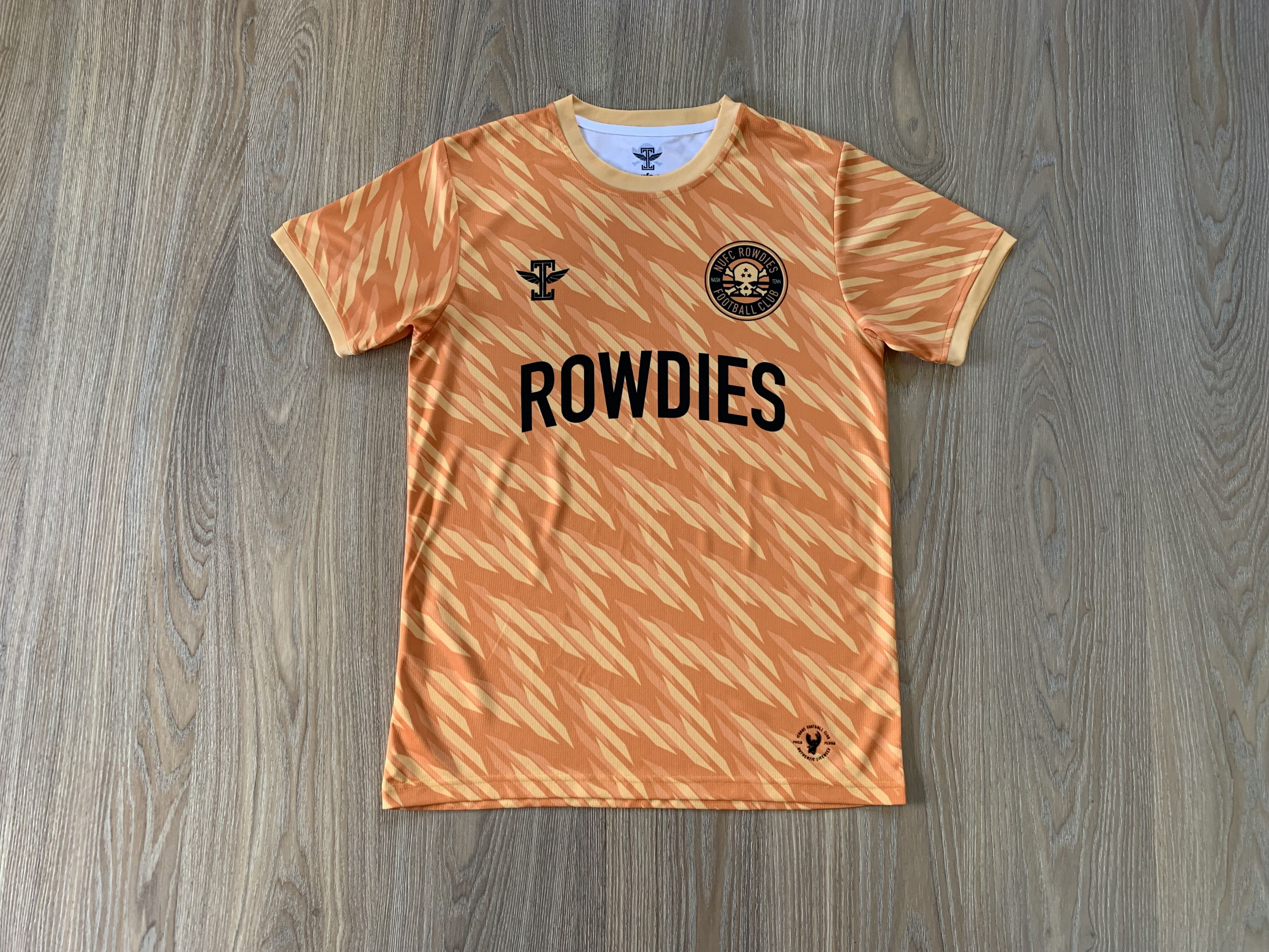 image of Soccer Jersey x Underground Icarus Football Club Nufc Rowdies Soccer T-Shirt in Orange (Size Medium