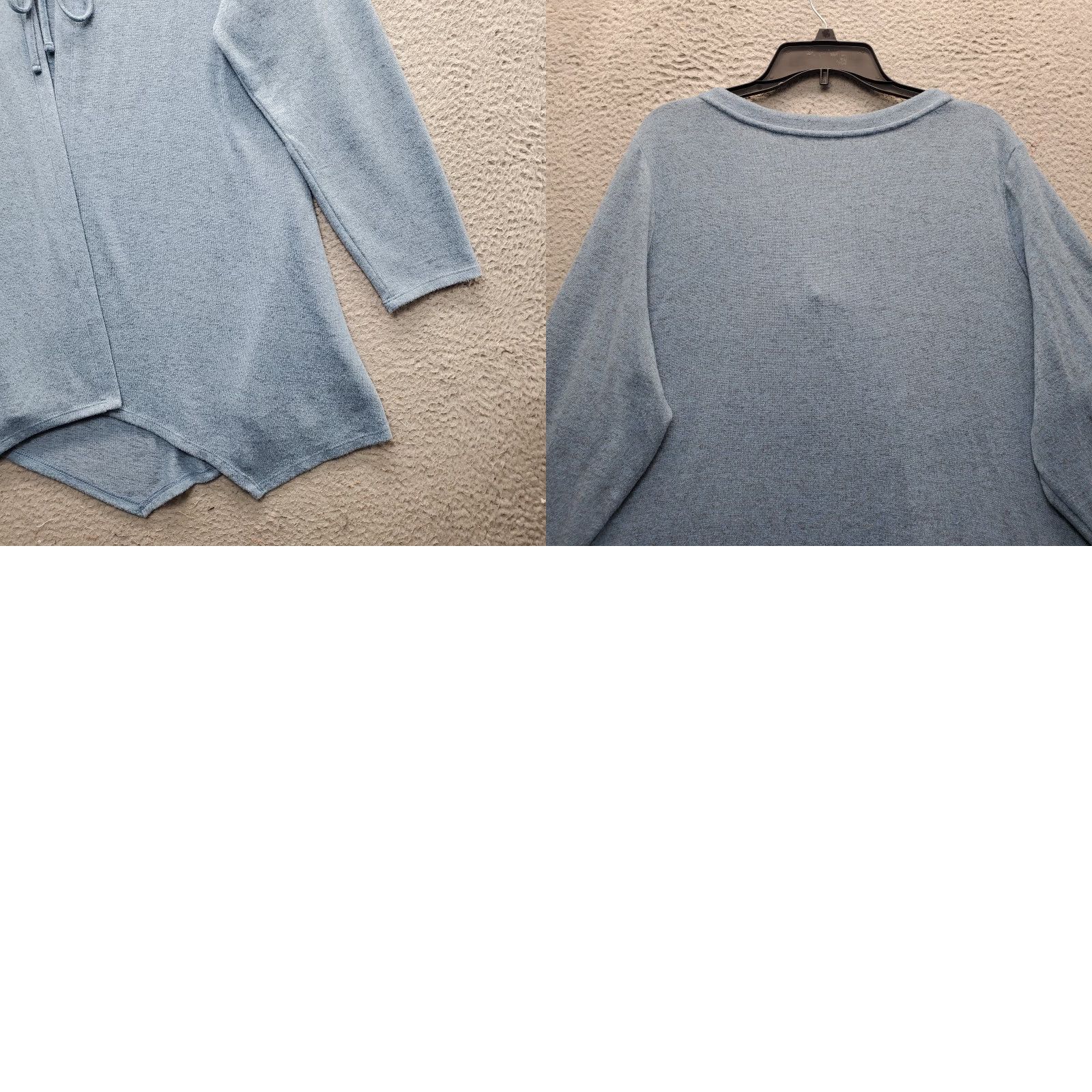 Vintage LOGO by Lori Goldstein Cardigan Sweater Womens 2X Blue V-Neck Asymmetrical Hem Knit Compact Casual Everyday Mens Size XXL / US 16-18 / IT 52-54 - 8 Thumbnail