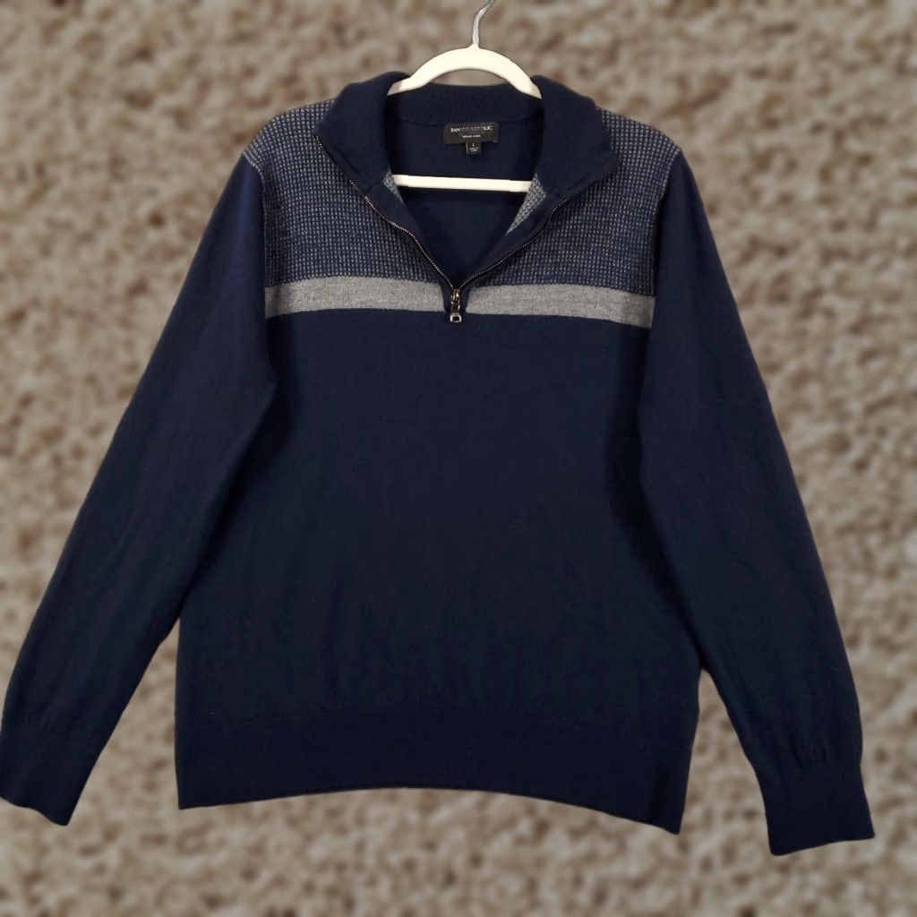 Banana Republic Banana Republic Sweater Shirt Mens L Blue 1/4 Zip Pullover Classic Preppy Knit Pullover Regular Size L Mens Size US L / EU 52-54 / 3 - 1 Thumbnail