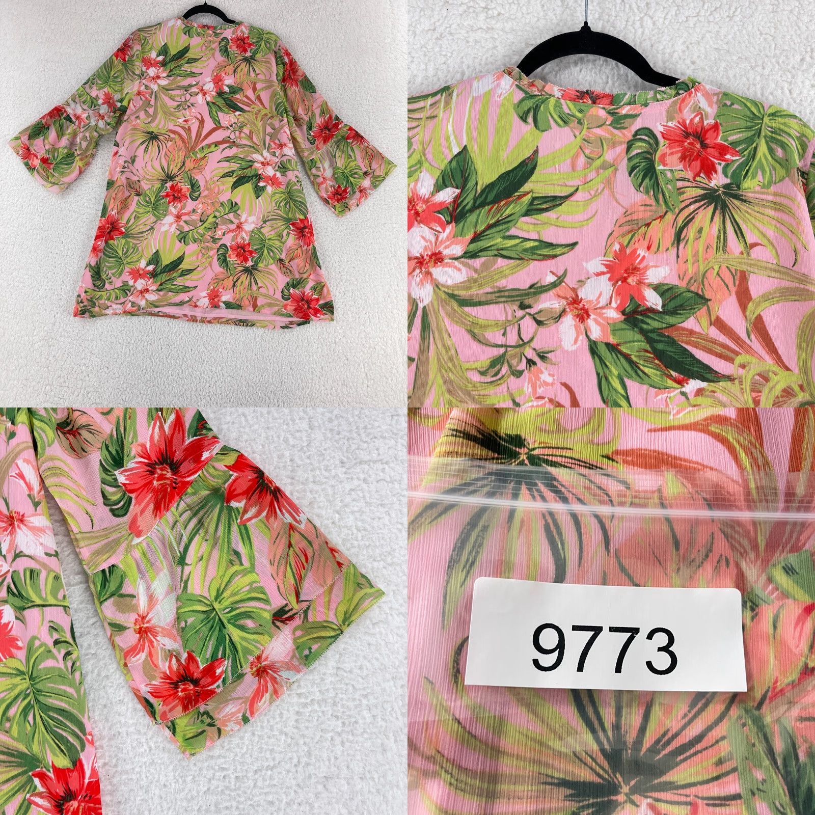 J. Jill J. Jill Pink Tropical Print Tunic Shirt Womens Medium Bell 3/4 Sleeve Pullover Size M / US 6-8 / IT 42-44 - 9 Thumbnail