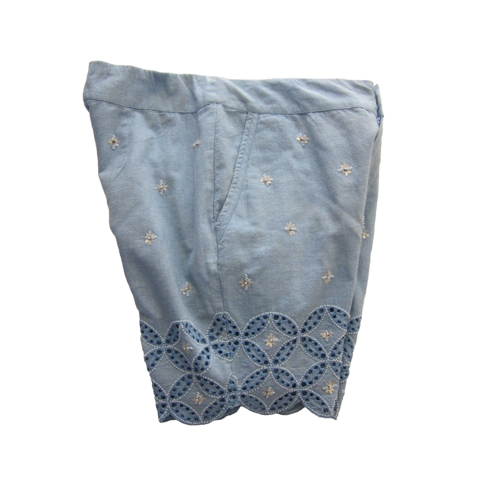 Soft Surroundings Soft Surroundings Beaded Pocket Chino Short Women PXS Blue 100% Cotton Front Flat Beaded Pockets 31" Waist 40" Hip 8" Rise Petites Womens Size 26" / US 2 / IT 38 - 4 Thumbnail