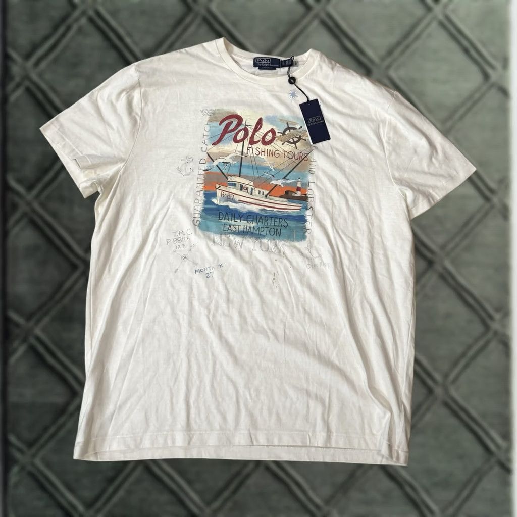 Ralph Lauren Polo Ralph Lauren T-Shirt Jersey Graphic Fishing Tours XL White Men Classic-Fit Size US XL / EU 56 / 4 - 1 Thumbnail
