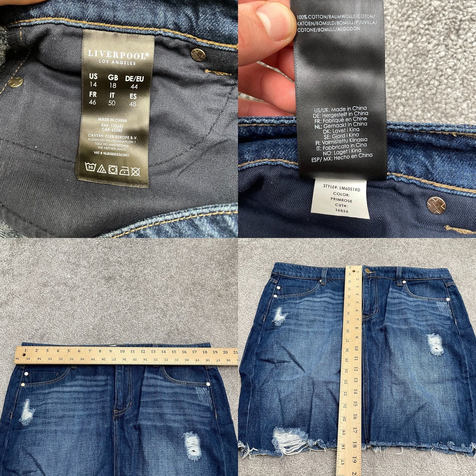 Denime Liverpool Denim Mini Skirt Womens 14/32 Blue Cotton Casual Streetwear Short Size 36" / US 14 / IT 50 - 8 Thumbnail